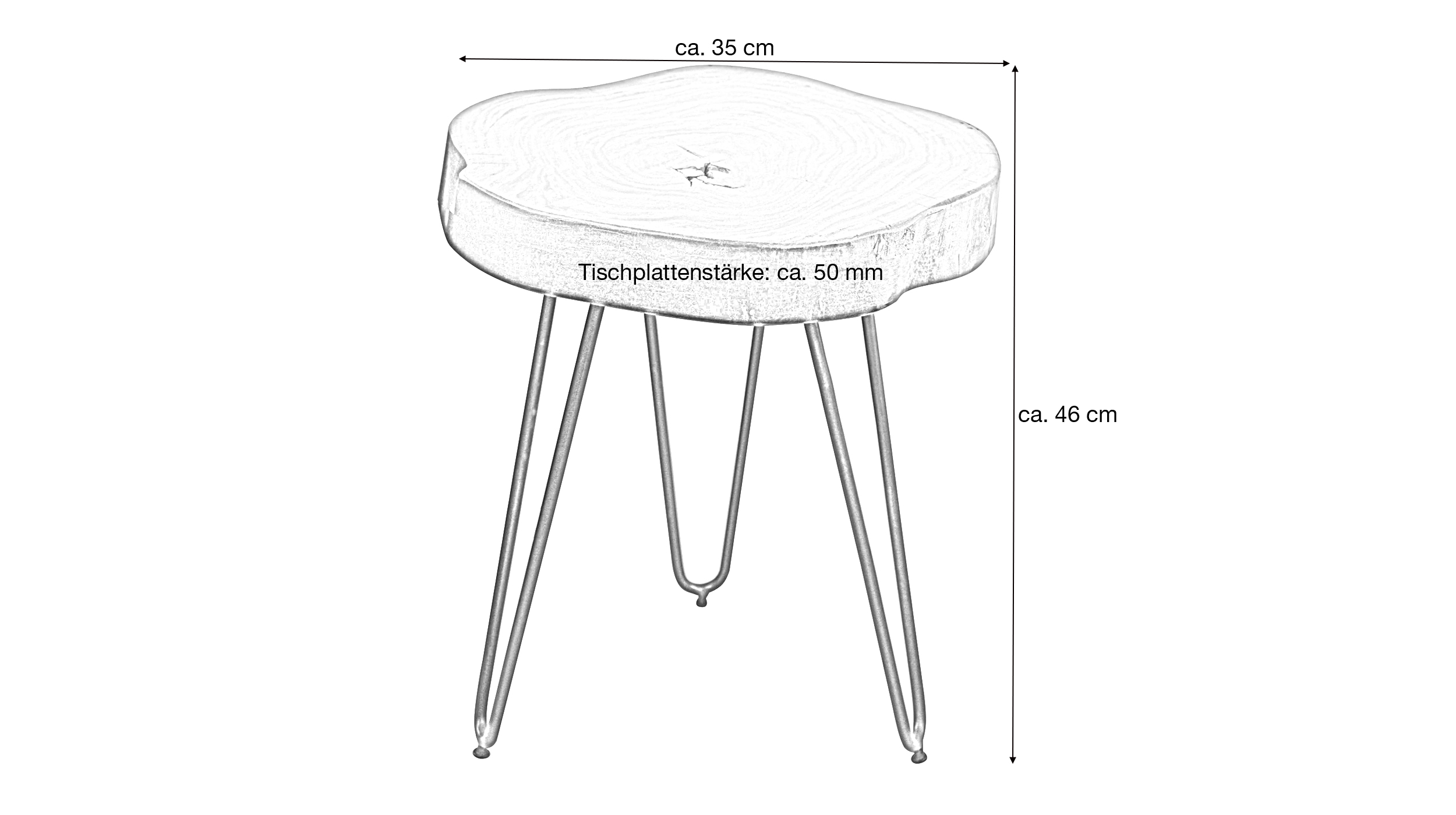 Beistelltisch Sheesham massiv gebeizt - rund - 35 x 46 cm - SKIVA 