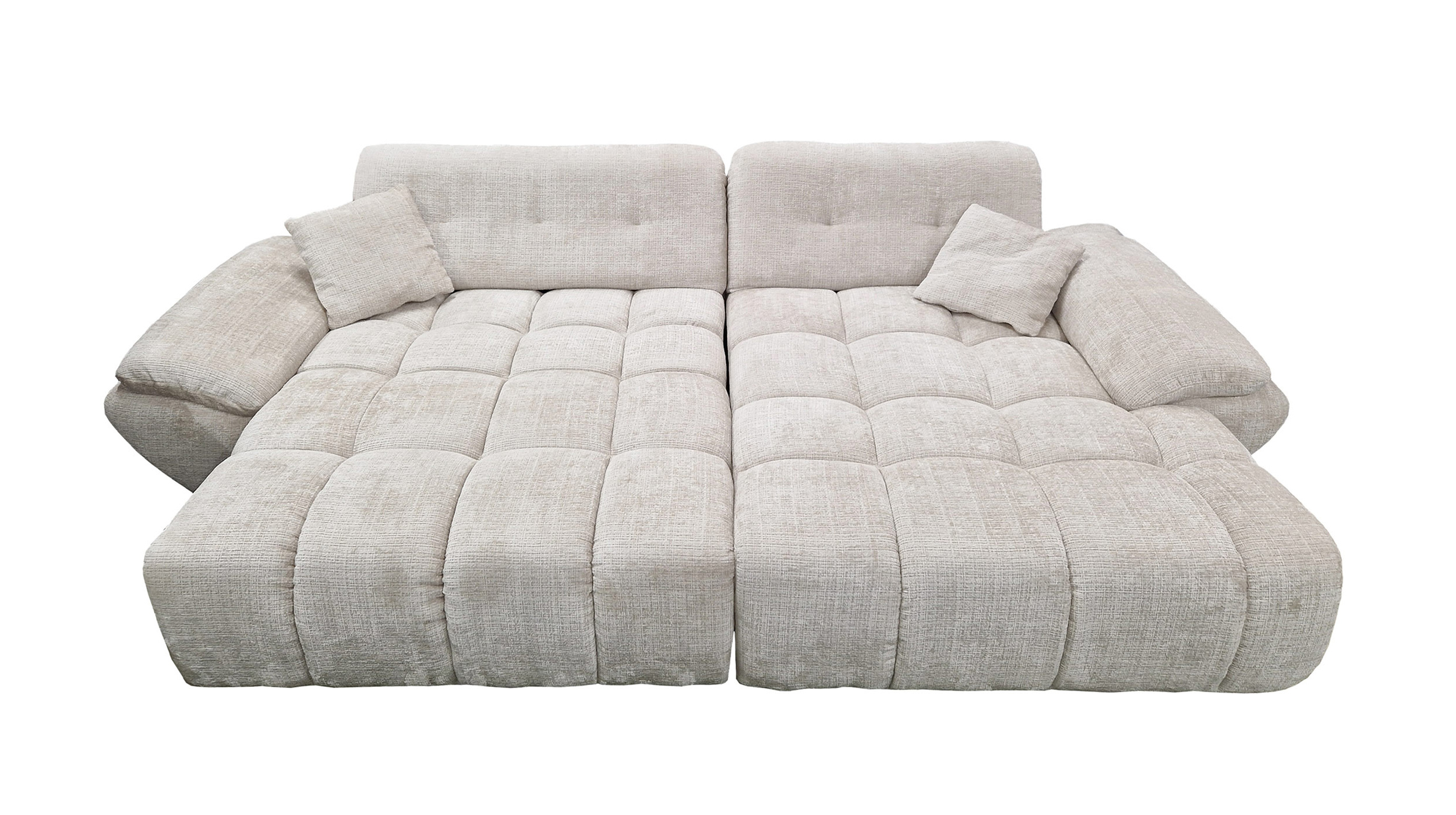 Ecksofa creme elektrisch ausfahrbar 308 cm - OT rechts - HUGO