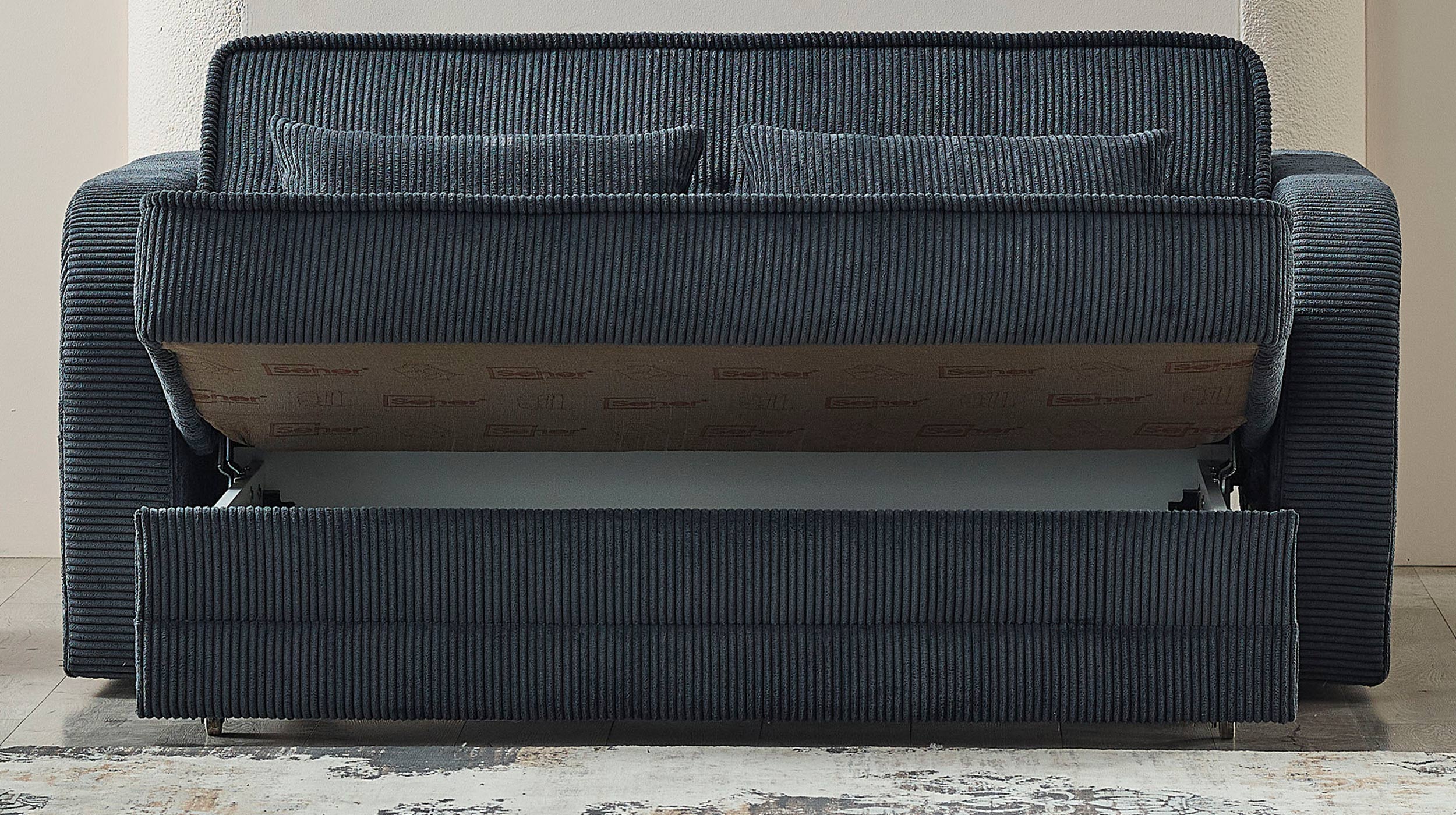 Schlafsofa Cord anthrazit mit Bettkasten 171 cm - MOLERON