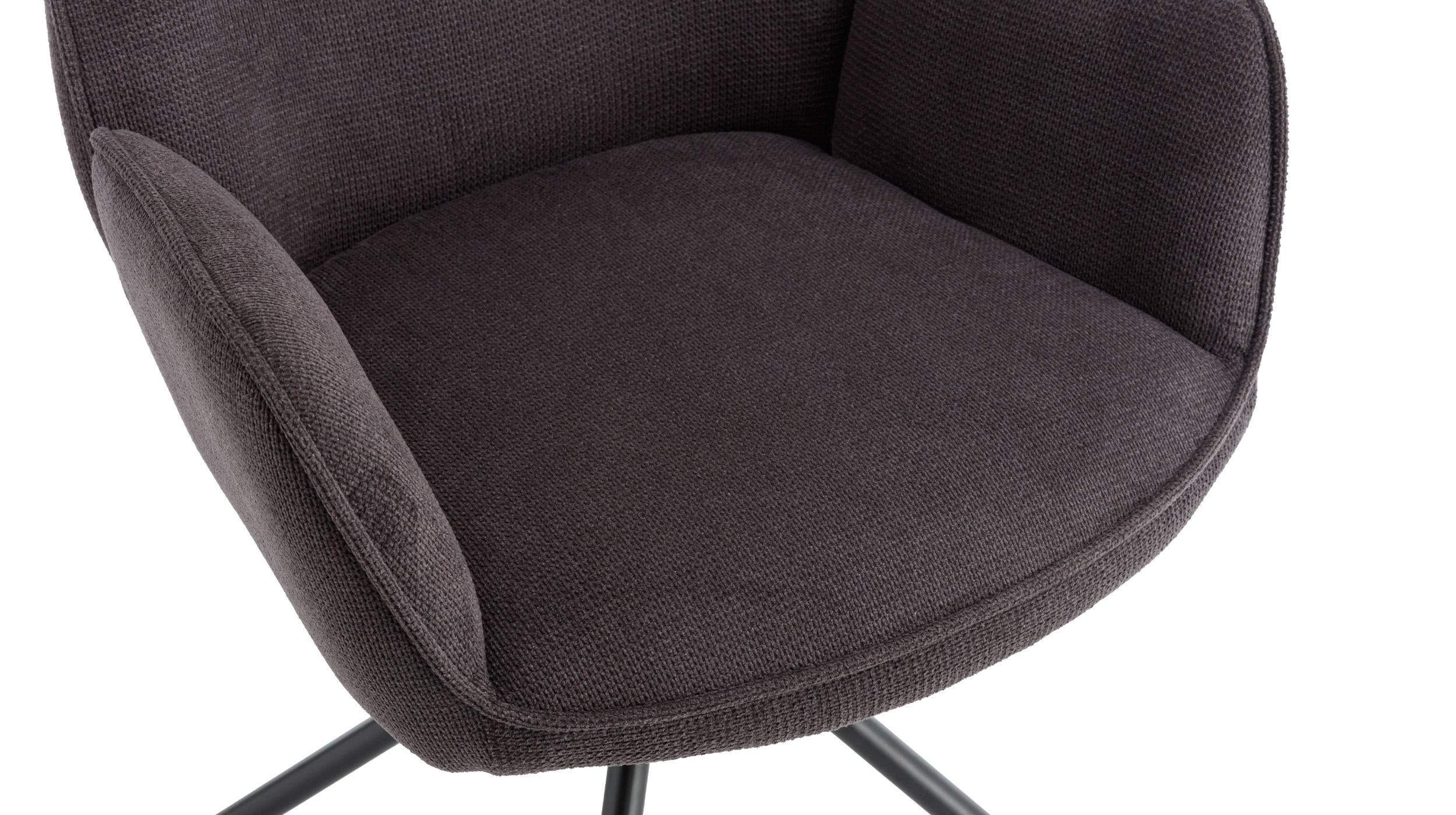 Armlehnstuhl anthrazit Drehstuhl Chenille Optik - MALITA