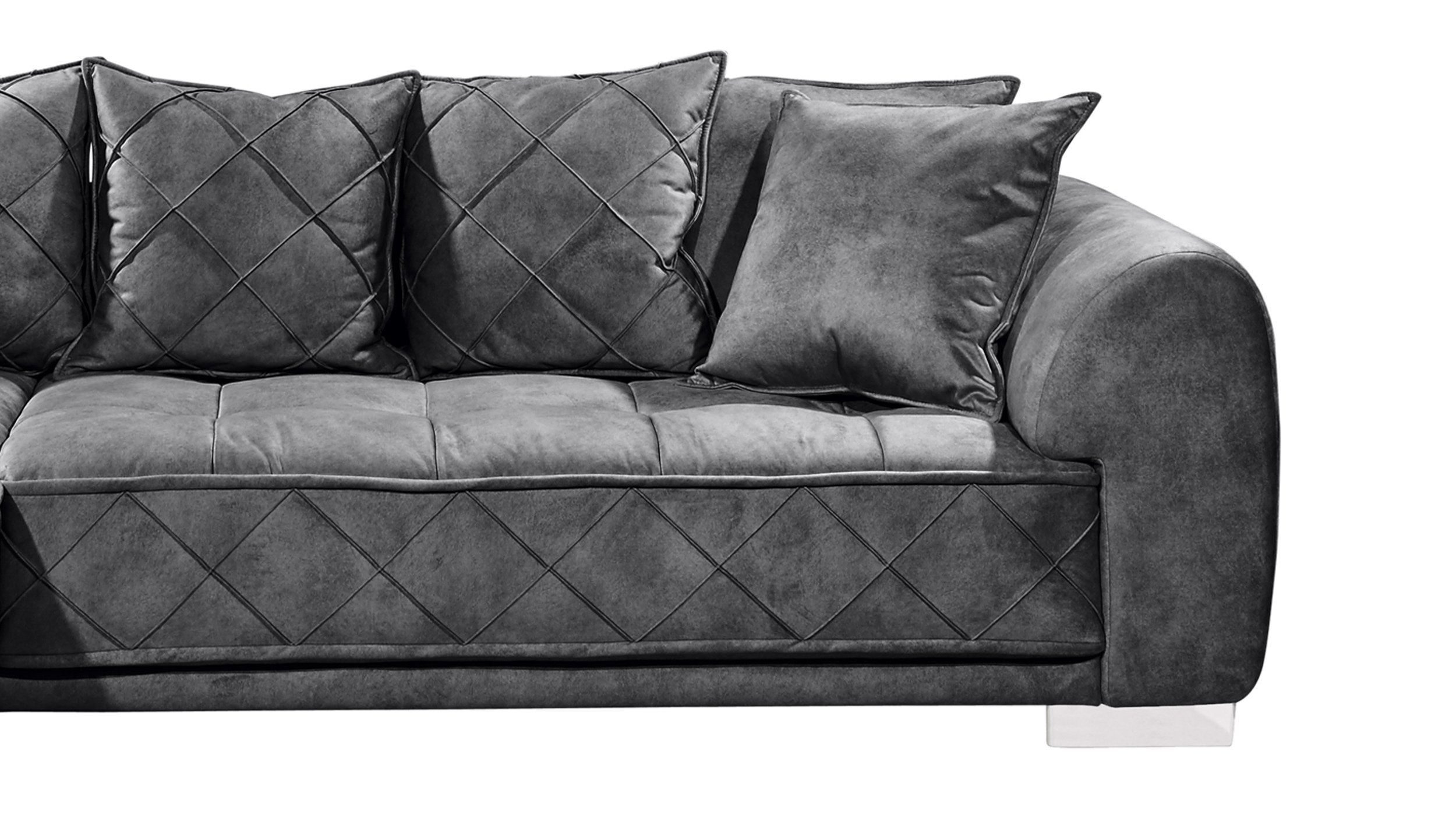 Ecksofa anthrazit 319 x 194 cm mit Kissen - SENTINA