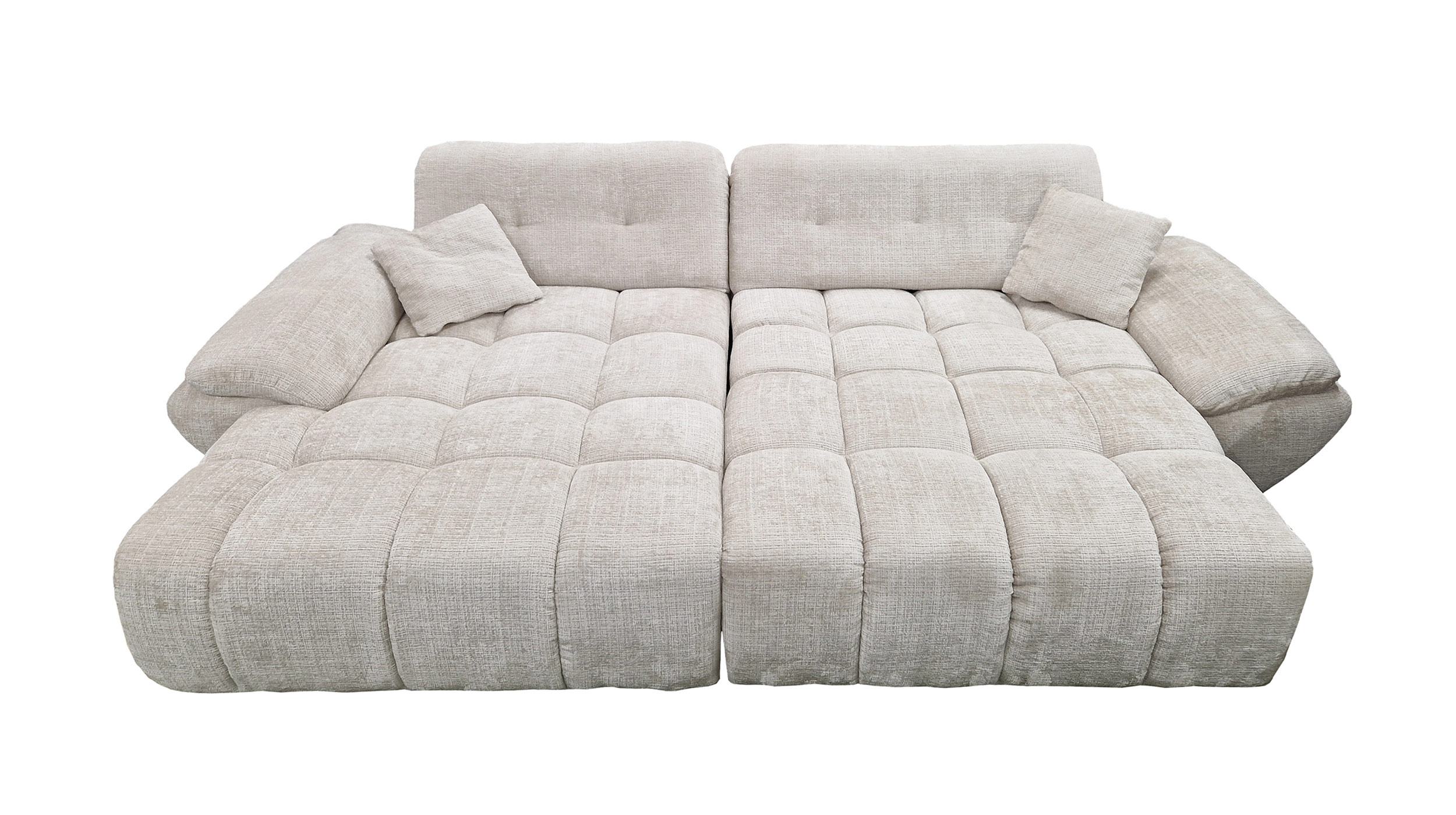 Ecksofa creme elektrisch ausfahrbar 308 cm - HUGO