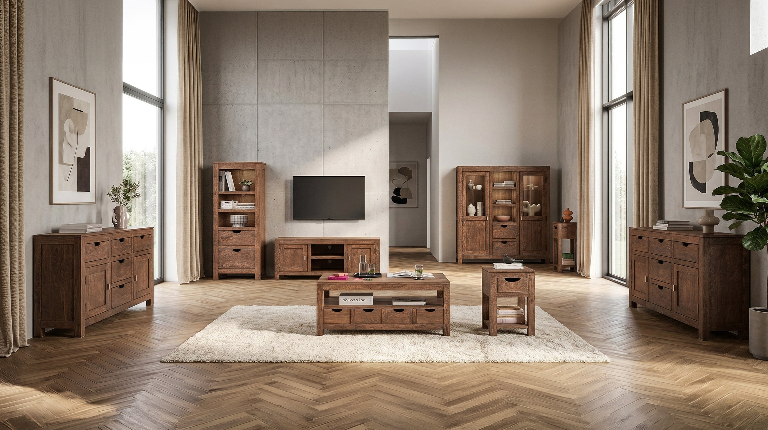 Beistelltisch Mango massiv gebeizt - montiert - MANGALA