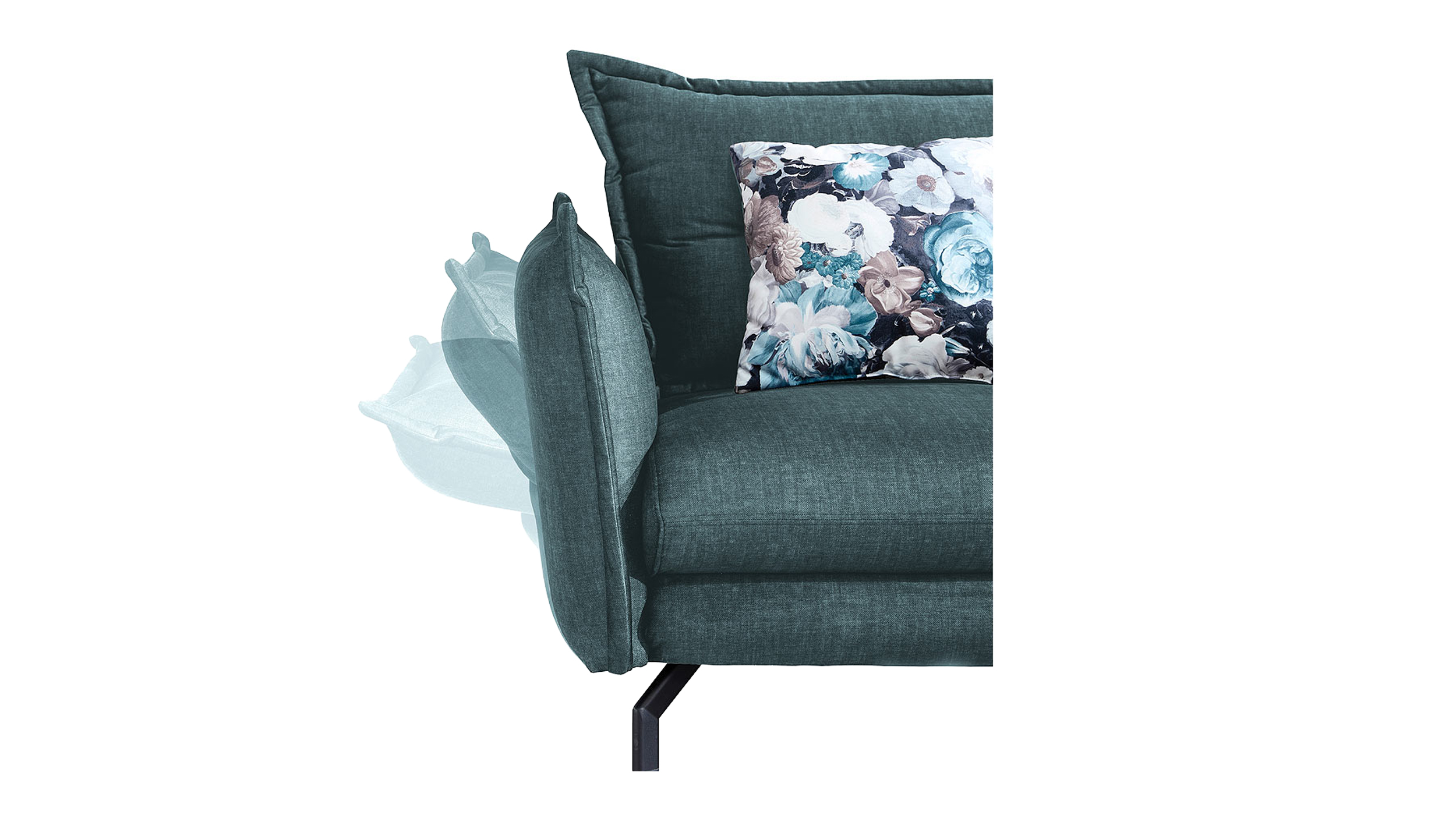 Ecksofa blau 255 x 180 cm - verstellbare Armlehnen - LAVA