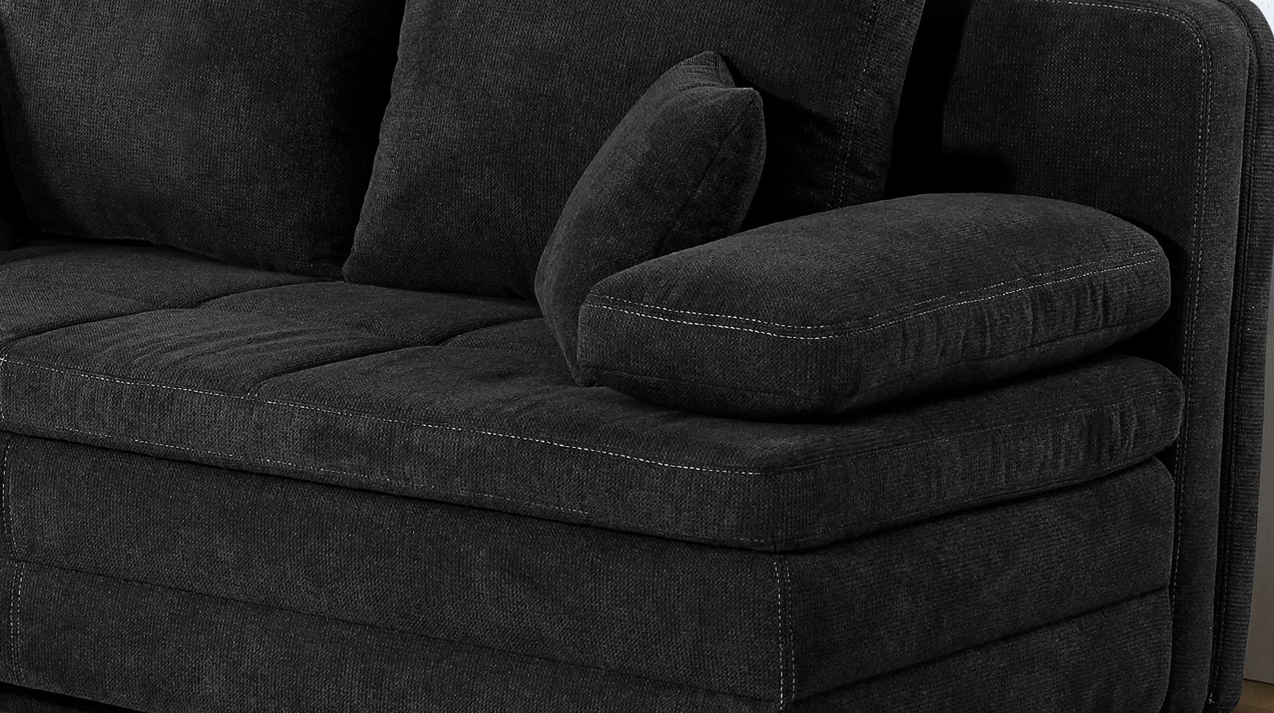 Schlafsofa schwarz inkl. Topper - Bettkasten 203 cm - LINDAU