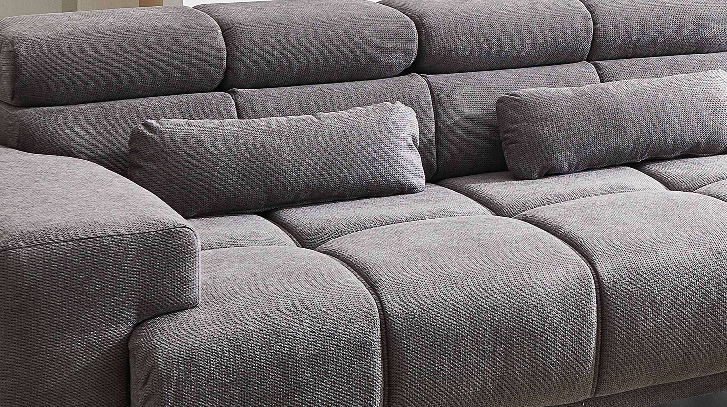 Ecksofa grau ausziehbar - Sitztiefenverstellung 285 cm - SPEED