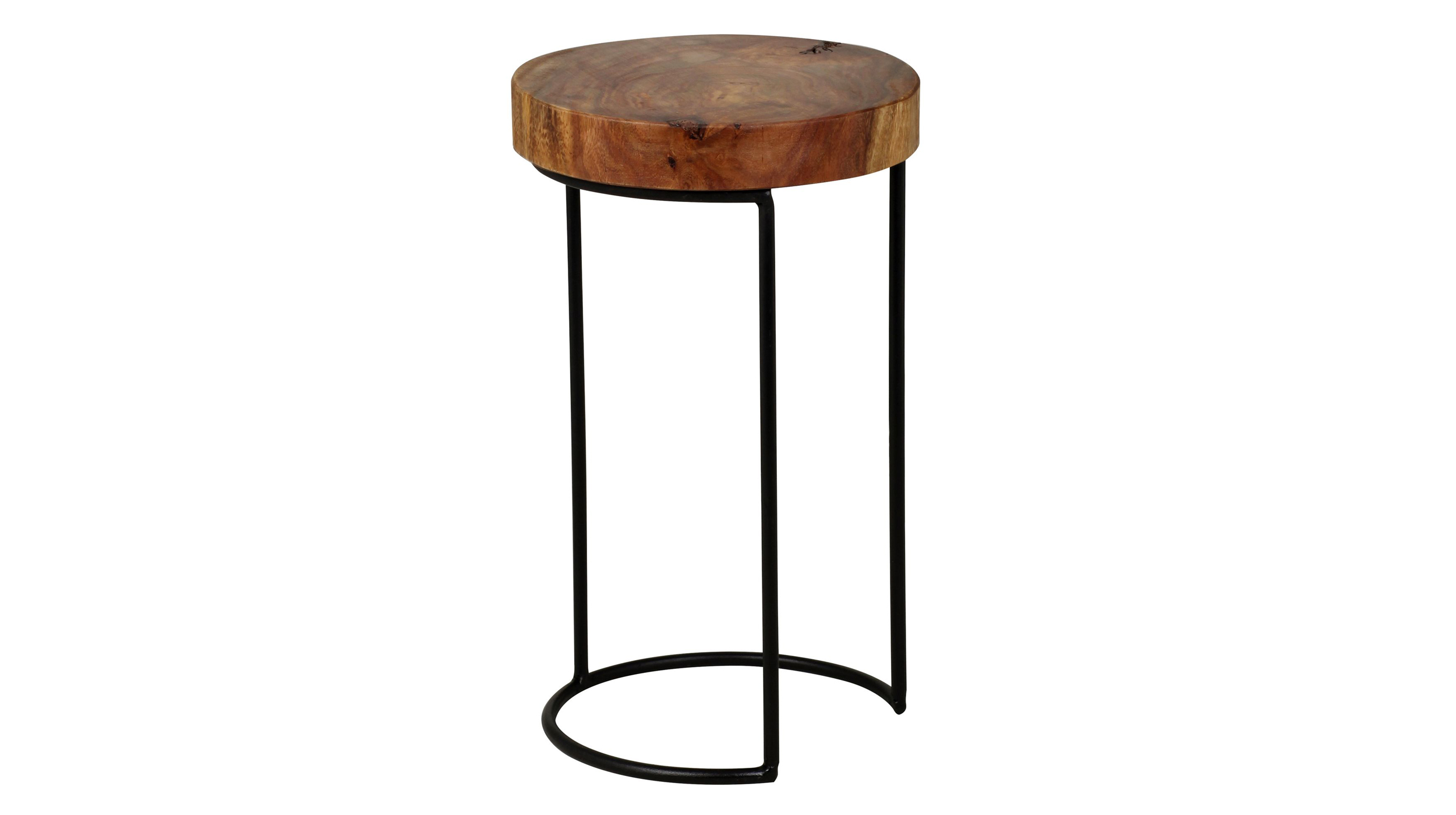 Beistelltisch Sheesham massiv gebeizt rund 28 x 28 x 45 cm - SKIVA