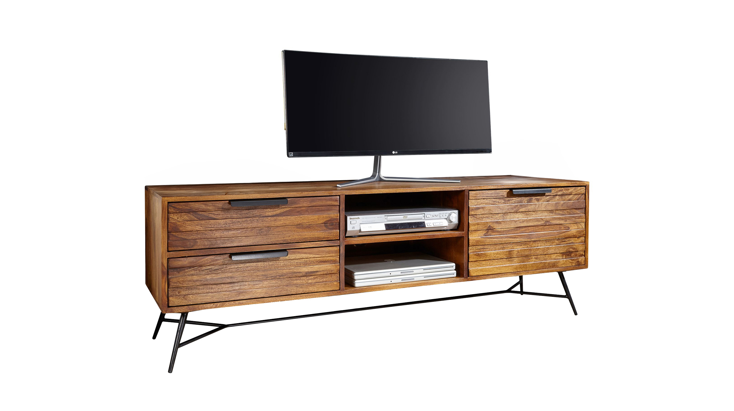 TV-Lowboard Sheeshamholz massiv gebeizt 160 cm - ASKJA 