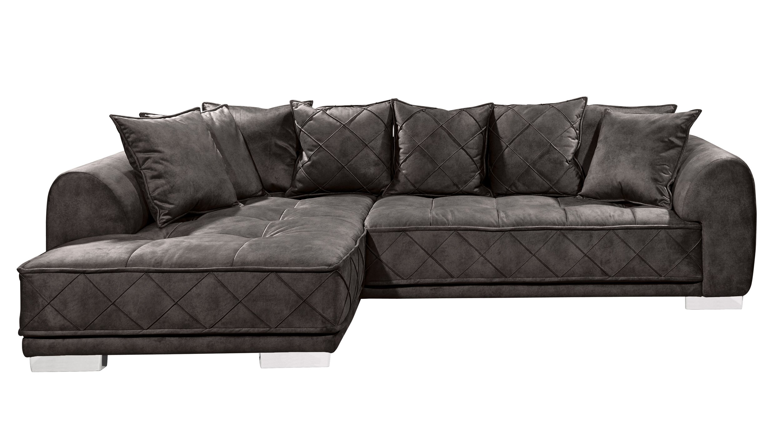 Ecksofa espresso 319 x 194 cm mit Kissen - SENTINA