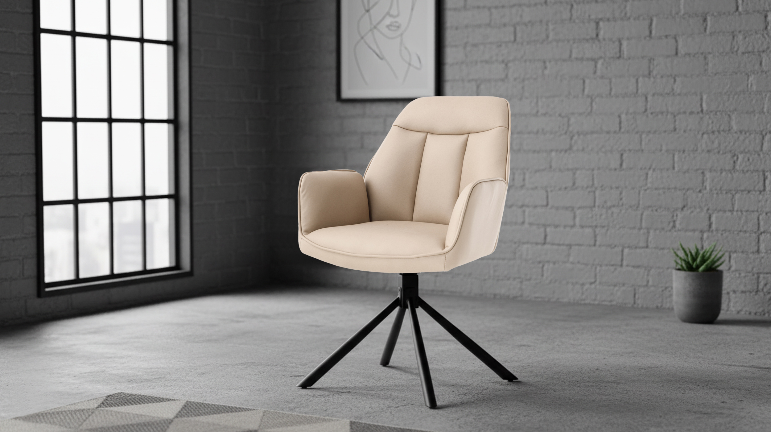 Armlehnstuhl braun Drehstuhl Microfaser - RAFAELA