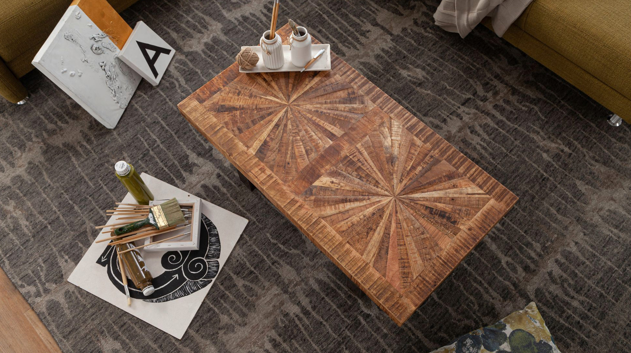 Couchtisch Mango massiv lackiert 105 x 55 cm - JUNA 