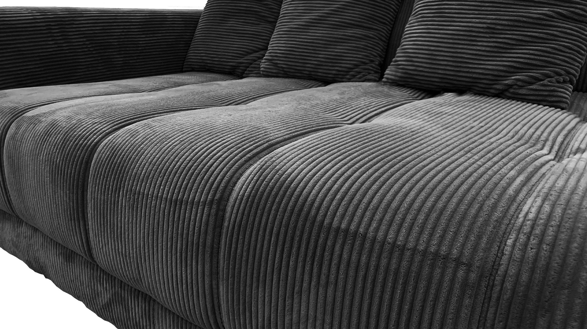 Ecksofa Cord grau elektrisch ausfahrbar 300 cm - OT rechts - ARTEMIS