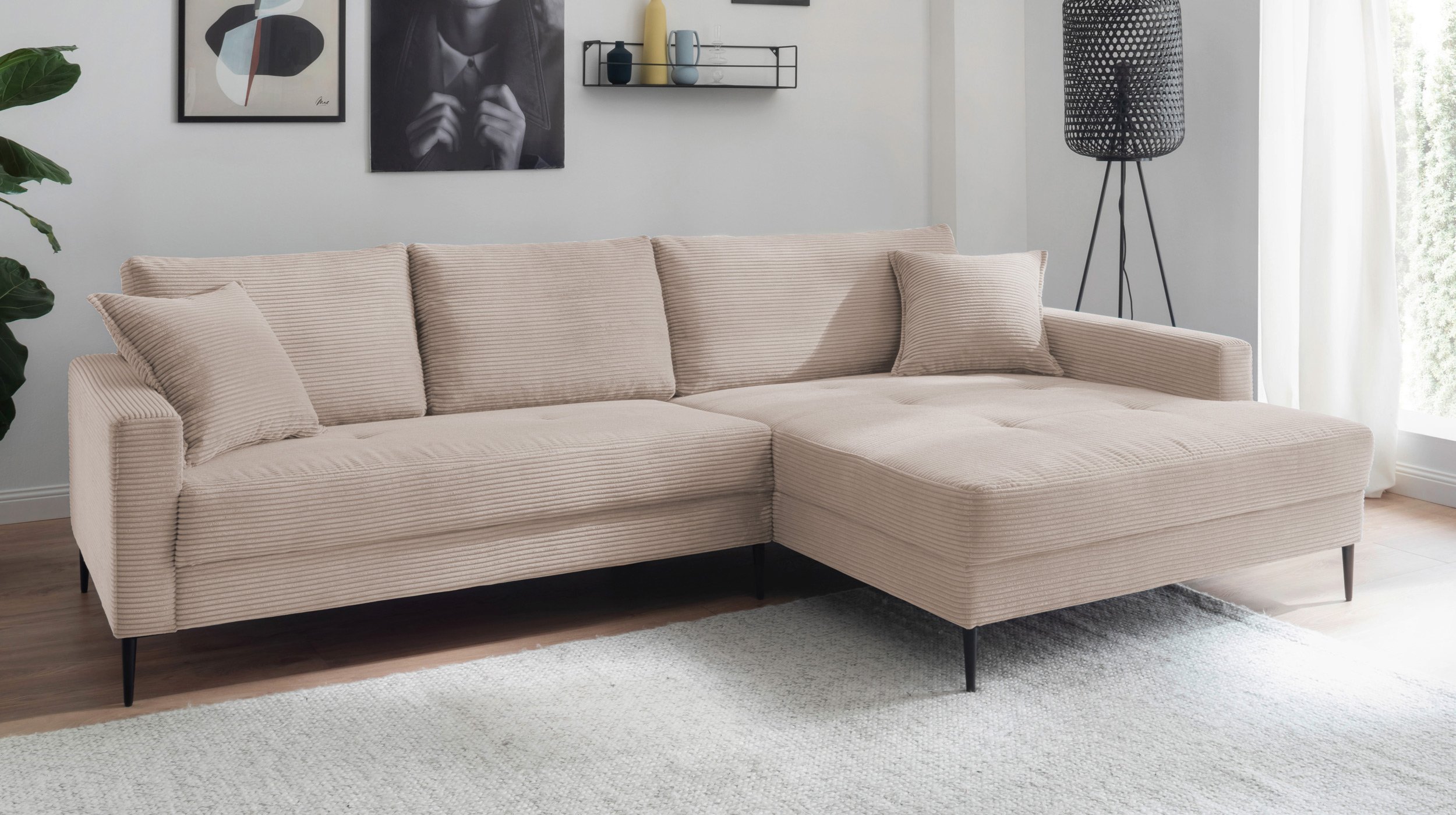 Ecksofa Cord beige 276 x 173 cm - SUMMER