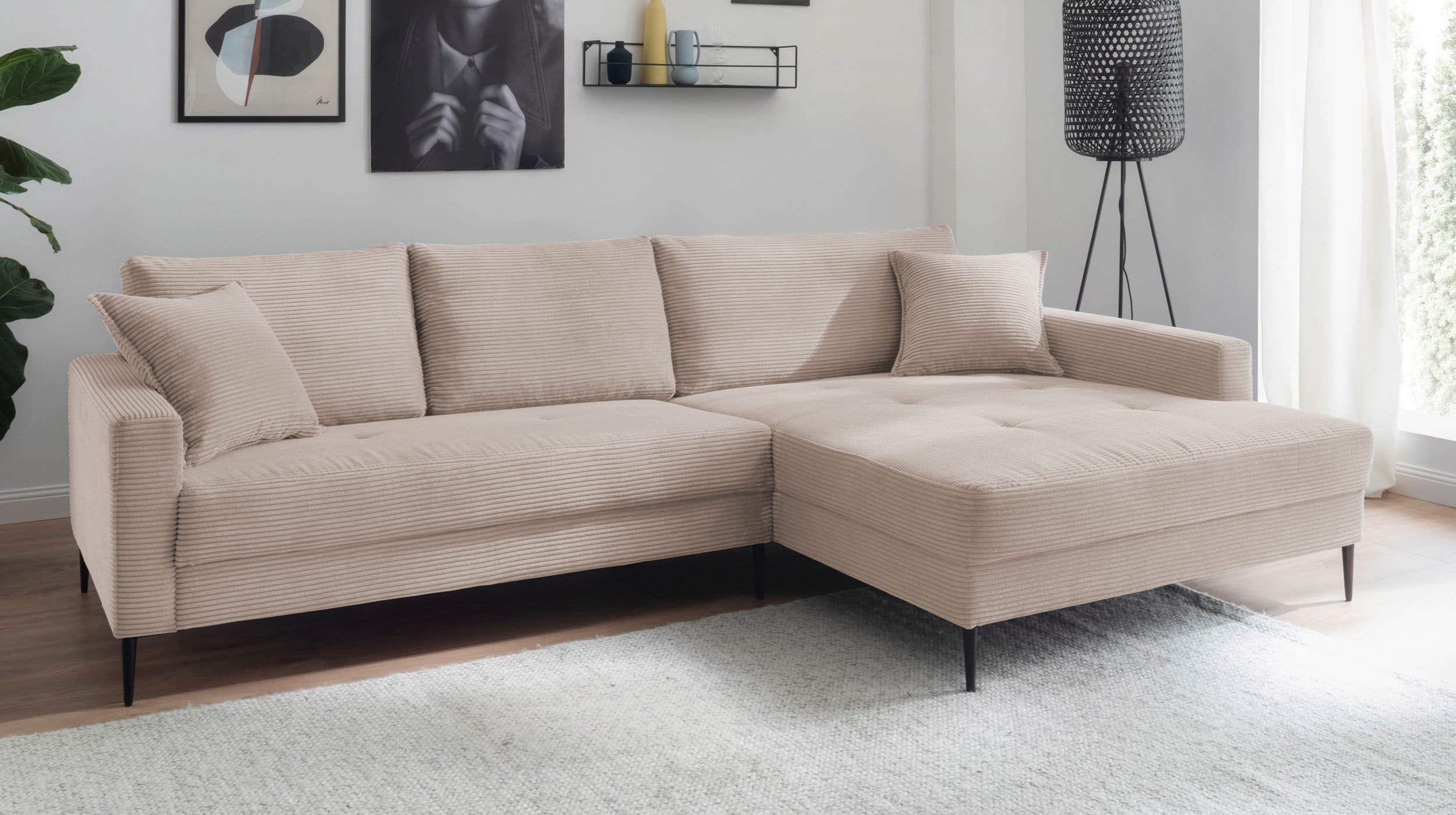 Ecksofa Cordbezug beige 276 x 173 cm - SUMMER