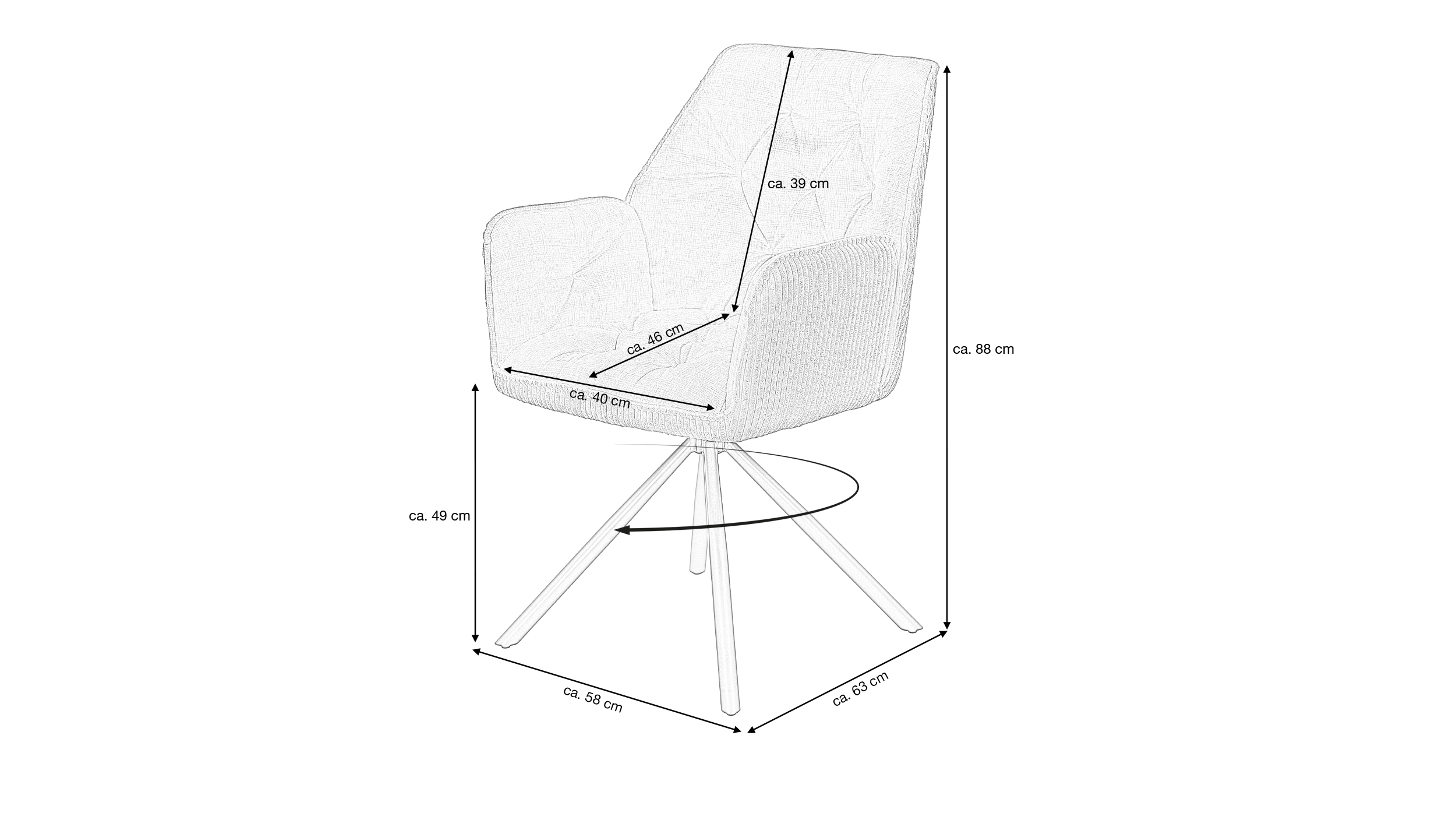 Armlehnstuhl anthrazit Drehstuhl Microfaser - INGE