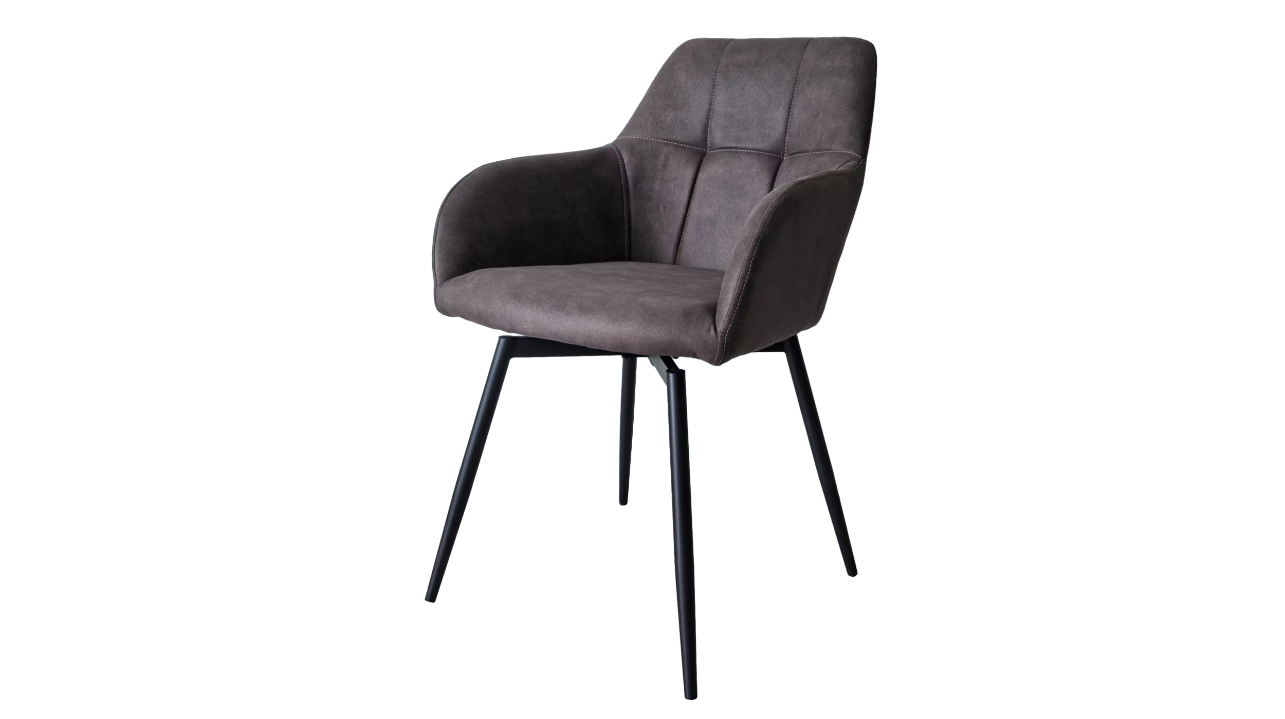 Armlehnstuhl braun Microfaser - Drehstuhl - AIDEN