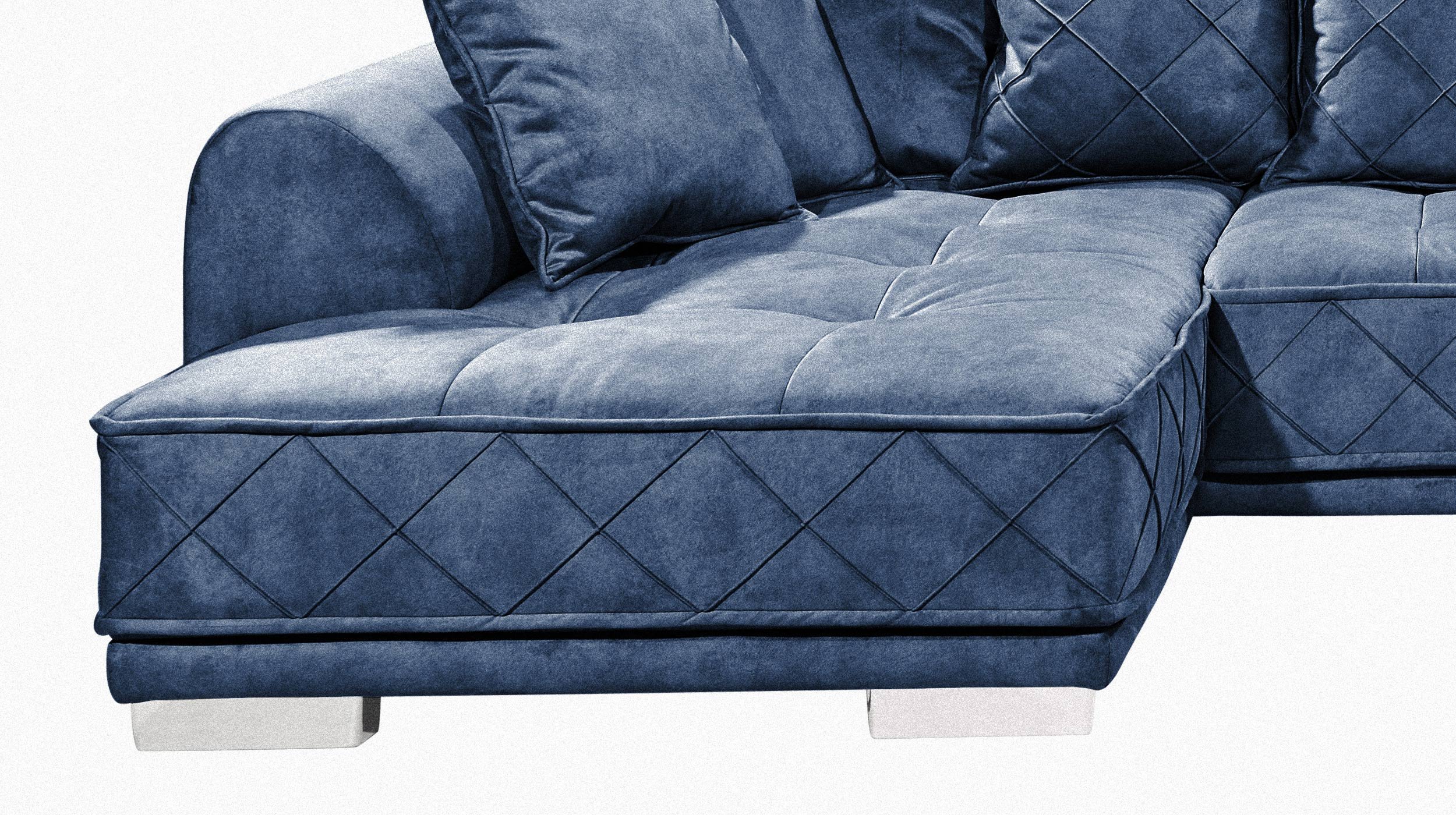 Ecksofa blau 319 x 194 cm mit Kissen - SENTINA