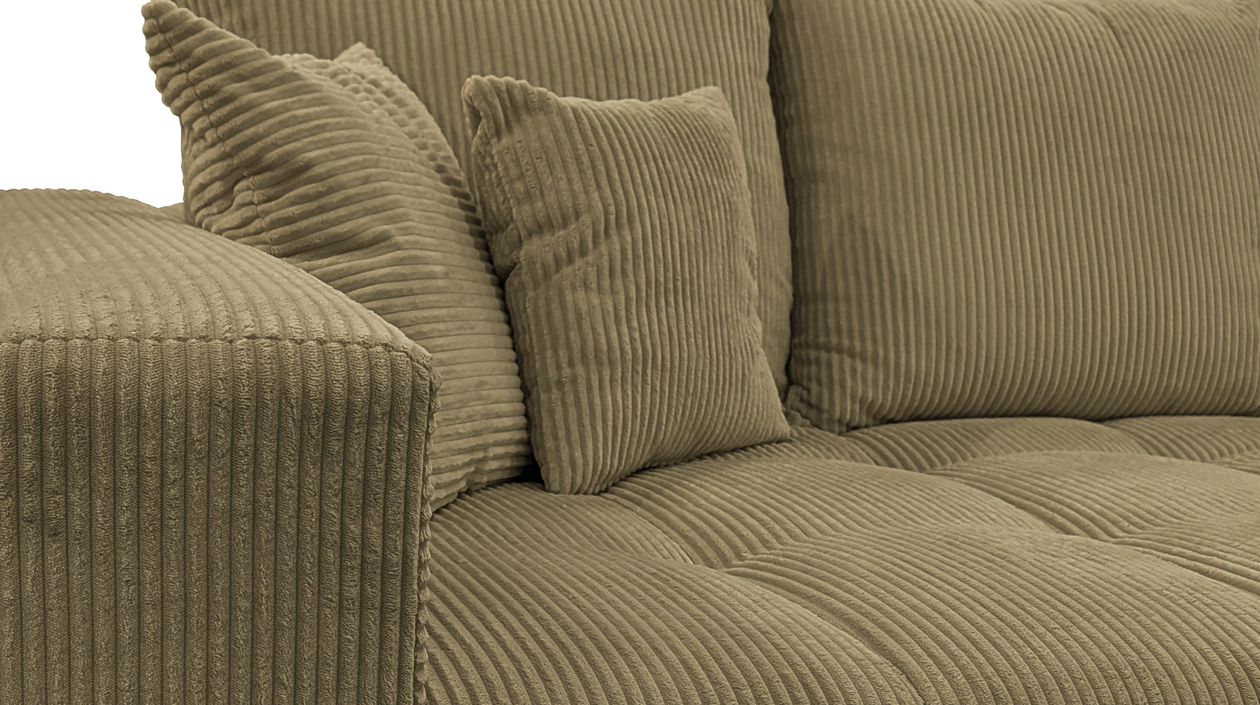 Big Sofa Cord grün mit Nosagunterfederung 300 cm - ARTEMIS