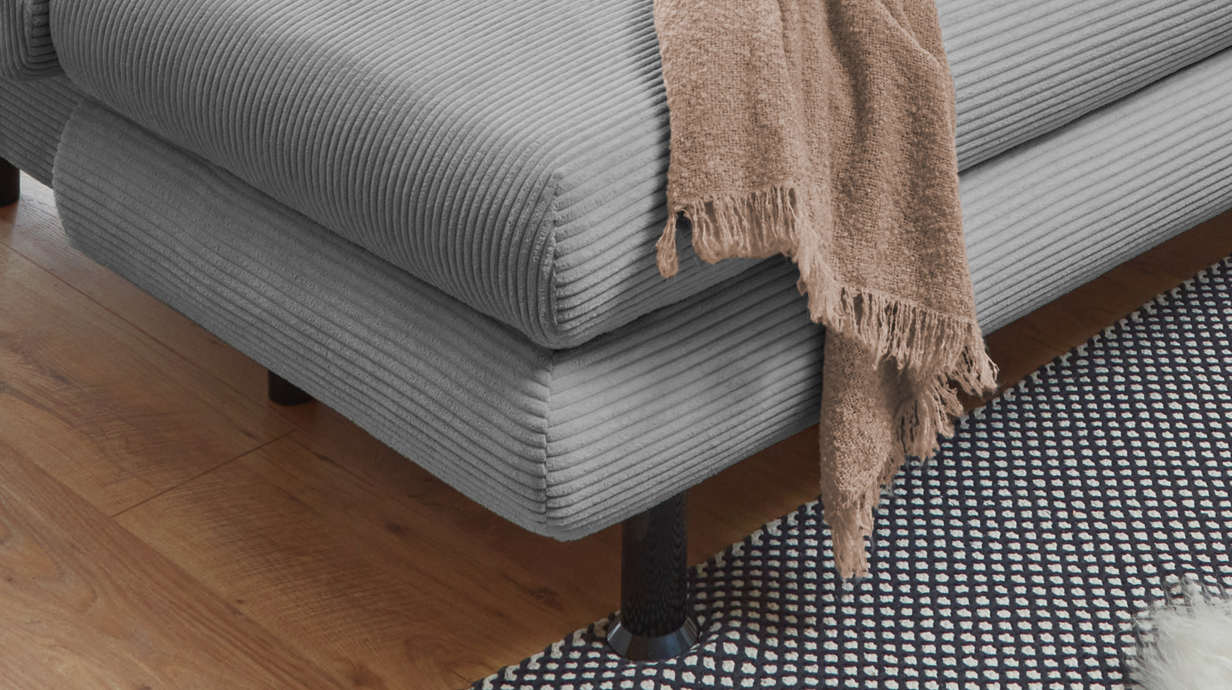 Schlafsofa Cord grau mit Bettkasten Federkern 190 cm - BAREND