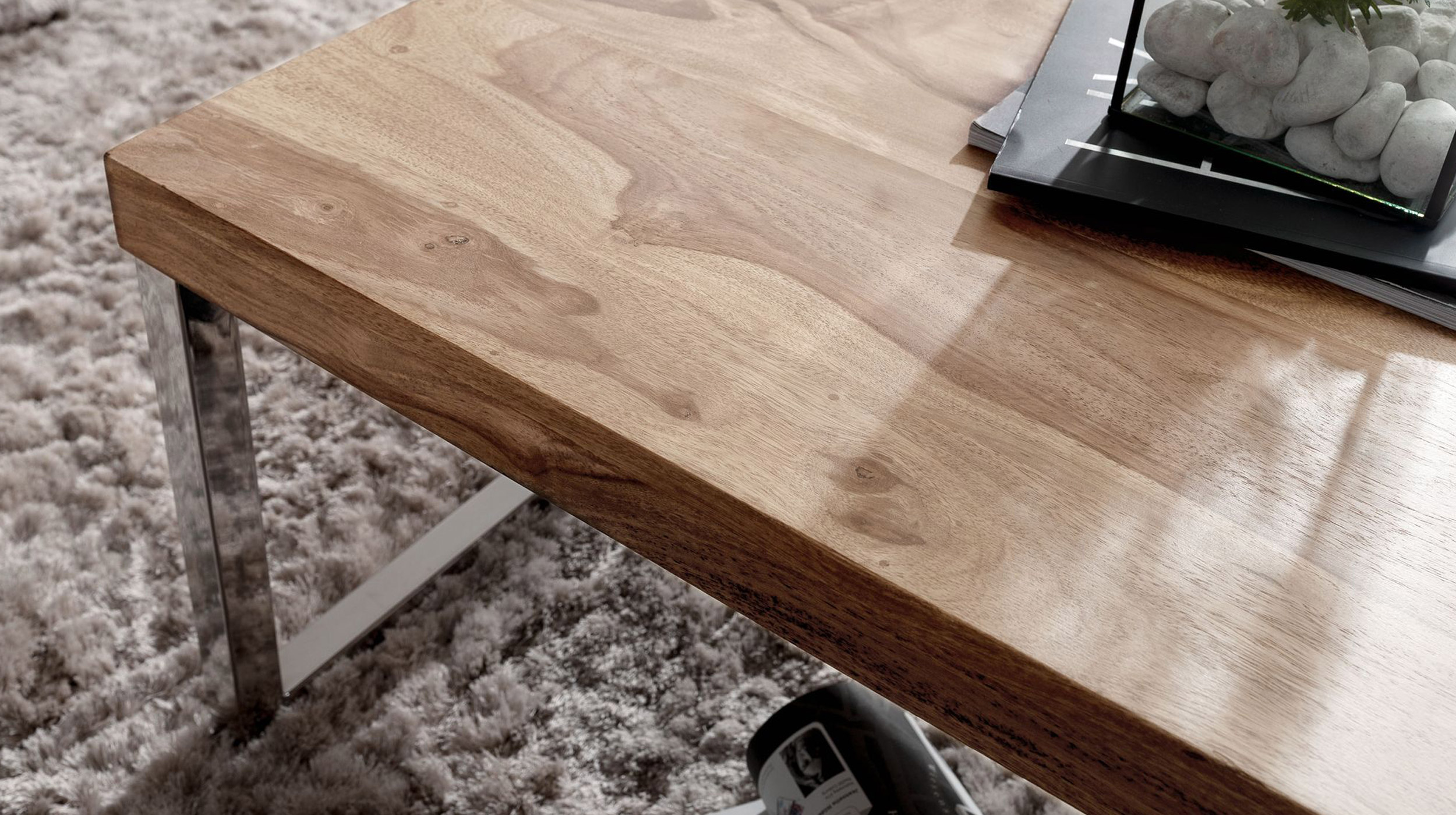 Couchtisch Akazie massiv lackiert 120 x 60 cm - GILDA 