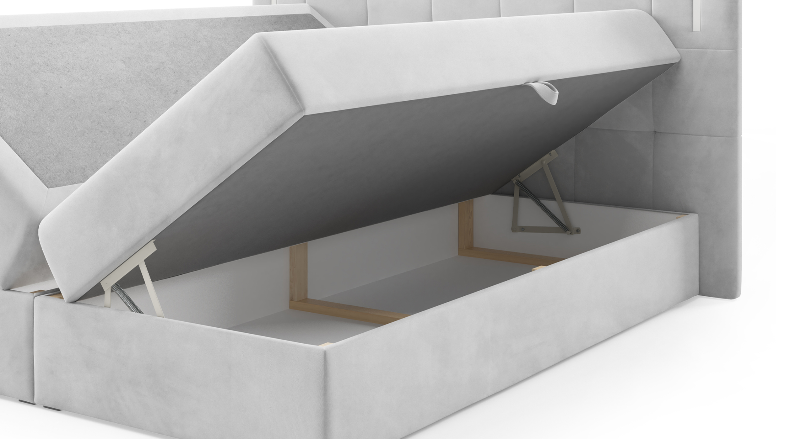 Boxbett 160 x 200 cm mit Bettkasten grau Samtbezug - DALIO