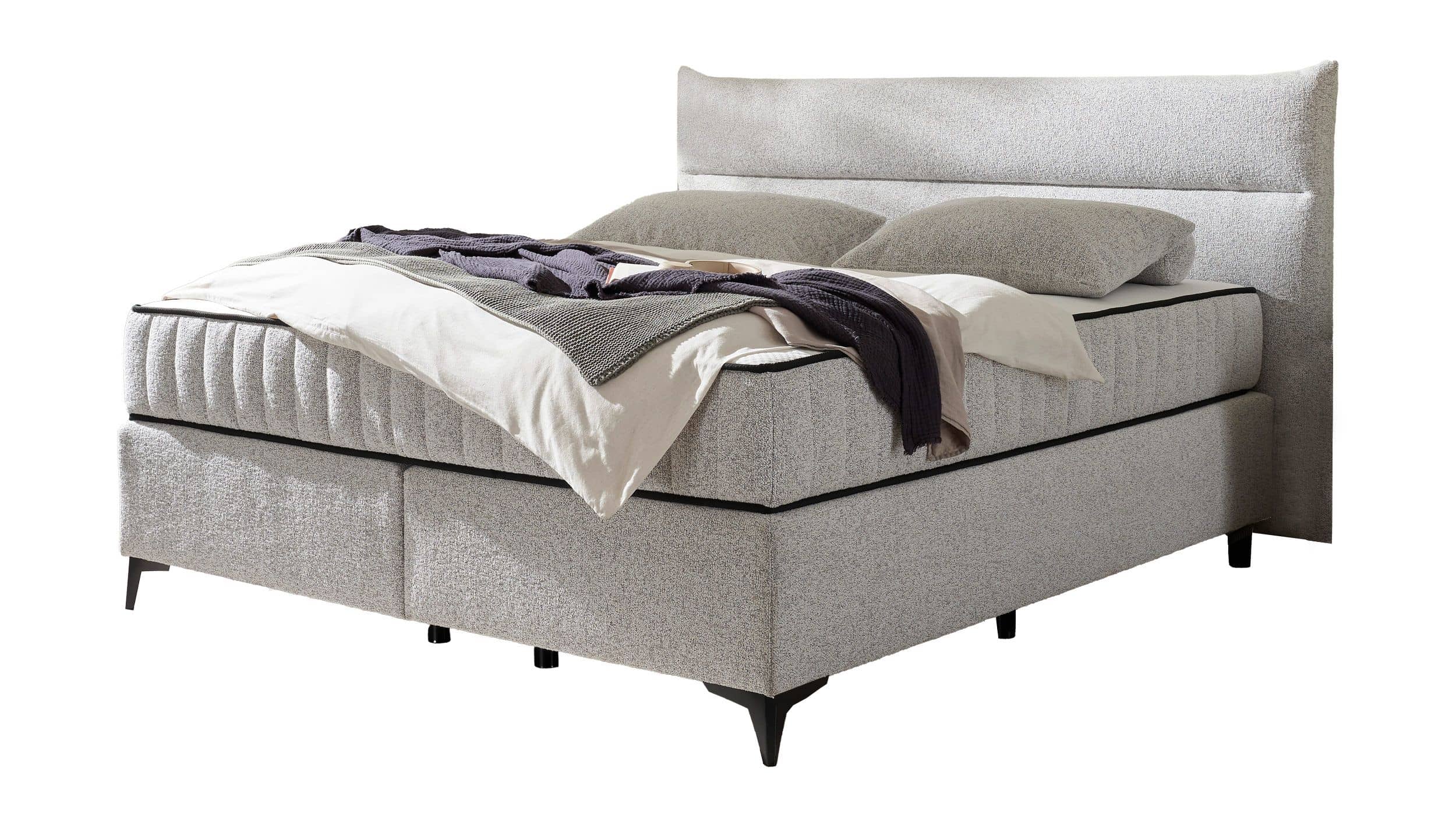 Boxspringbett 180 x 200 cm grau Webstoff - VLIELAND
