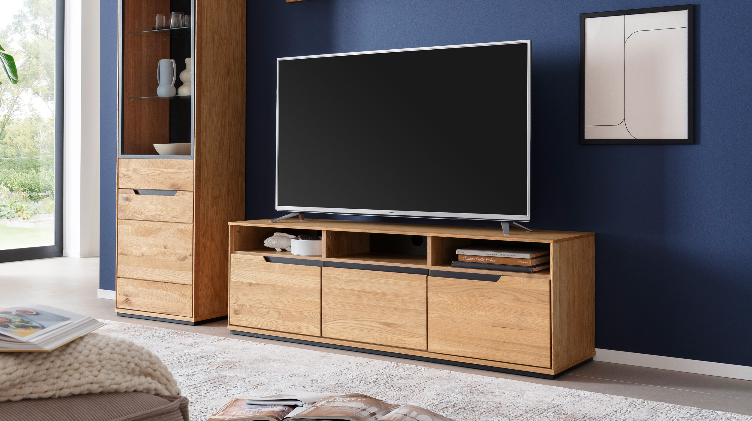 TV - Lowboard Wildeiche geölt teilmassiv 153 cm TV - Board - ARAYA