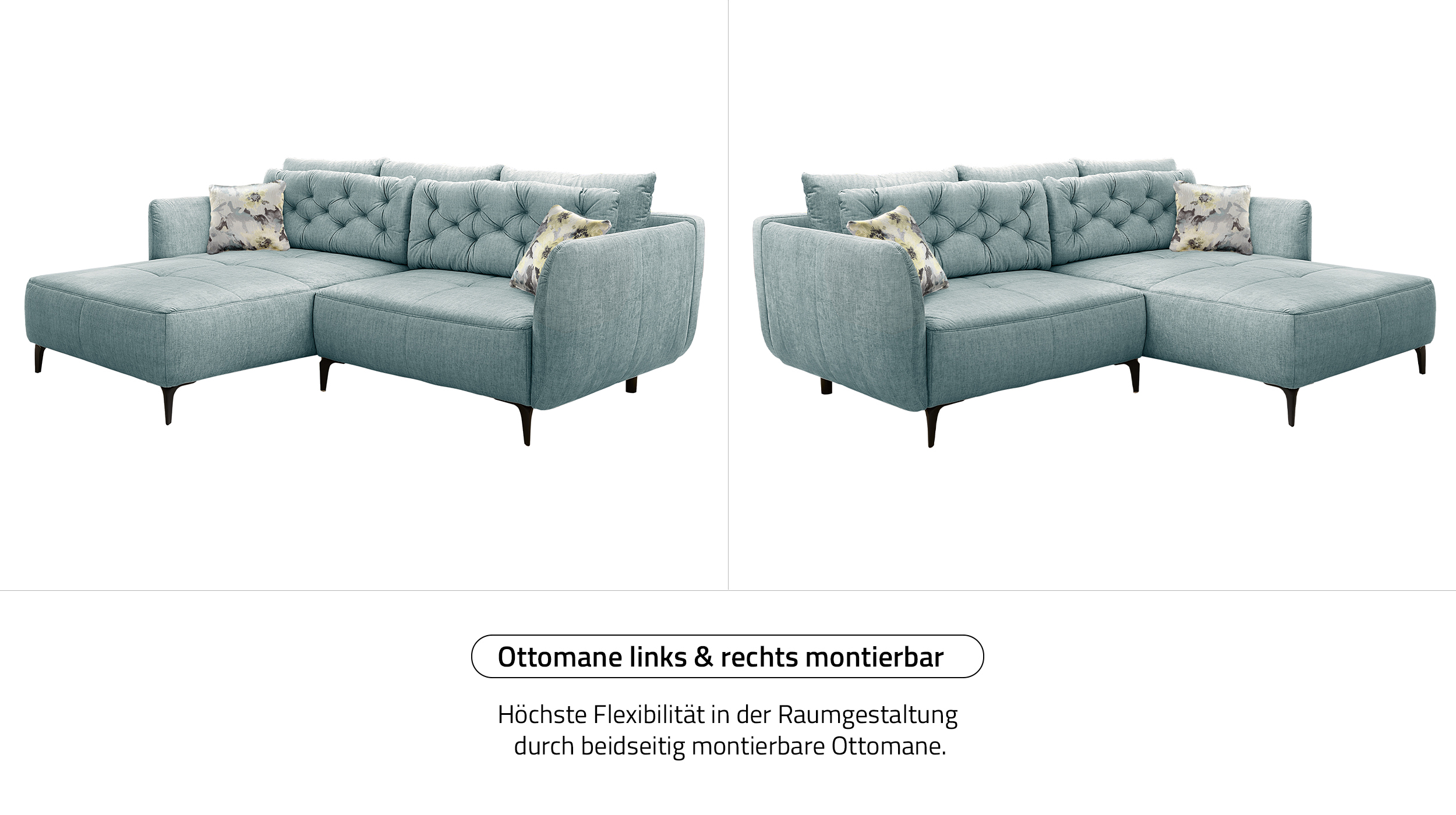 Ecksofa blau Veloursbezug 251 x 186 cm - SALO