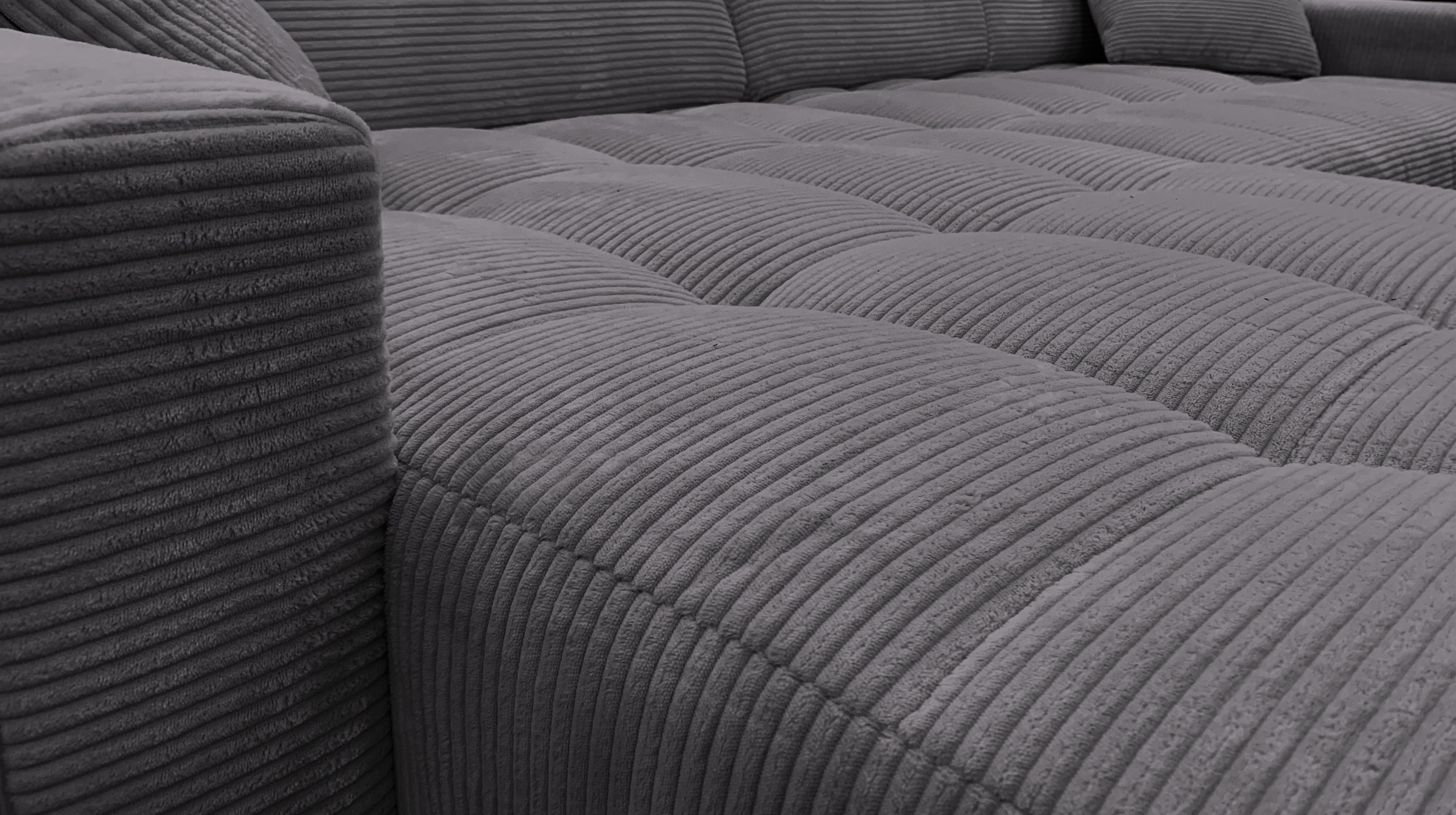 Ecksofa Cord grau ausziehbar - Sitztiefenverstellung 256 cm - OT links - SIMPLE