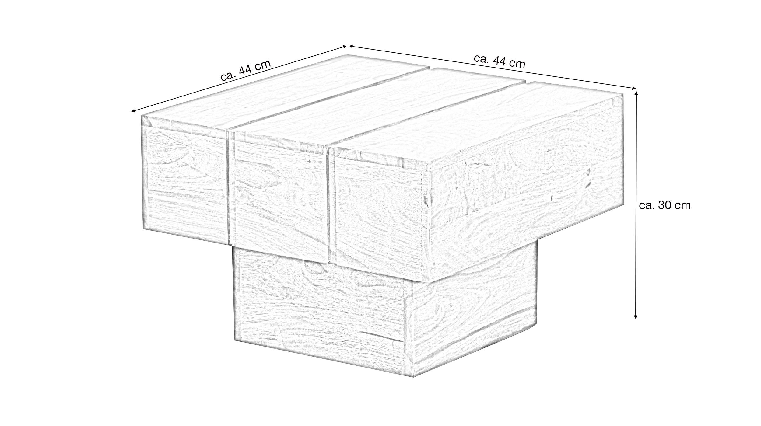 Couchtisch Sheesham massiv gebeizt 44 x 30 cm - ELIN