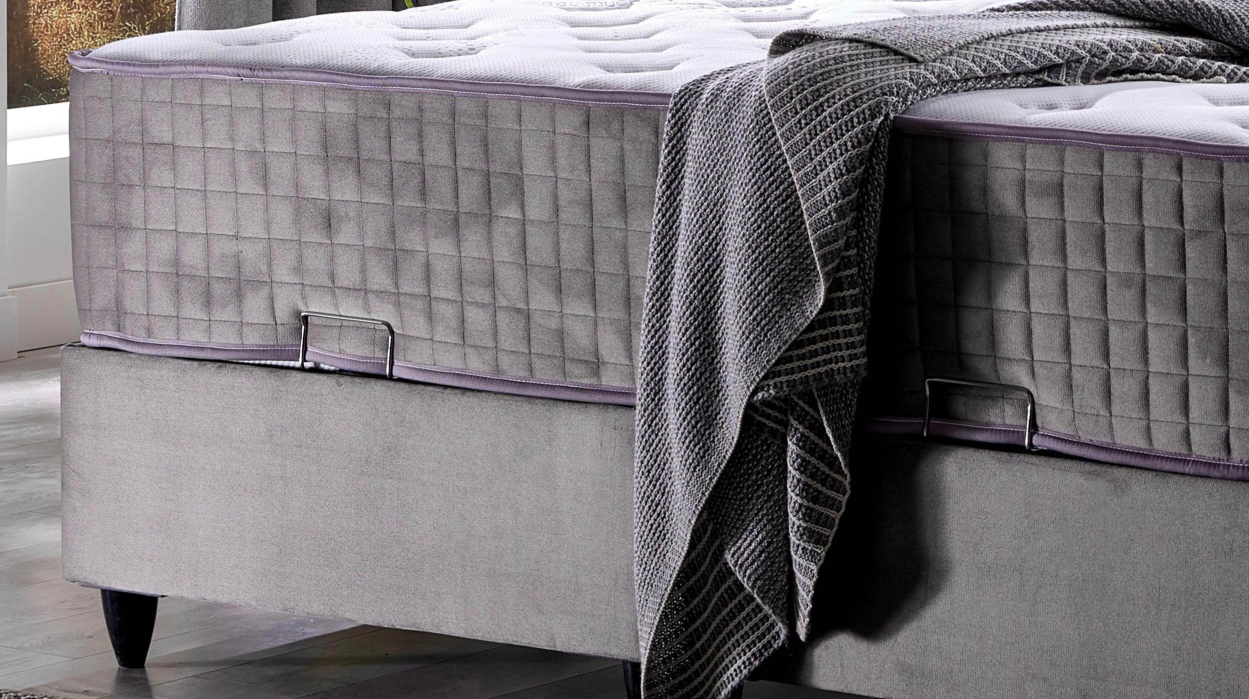 Boxbett 180 x 200 cm Stoffbezug grau - NAOMI 