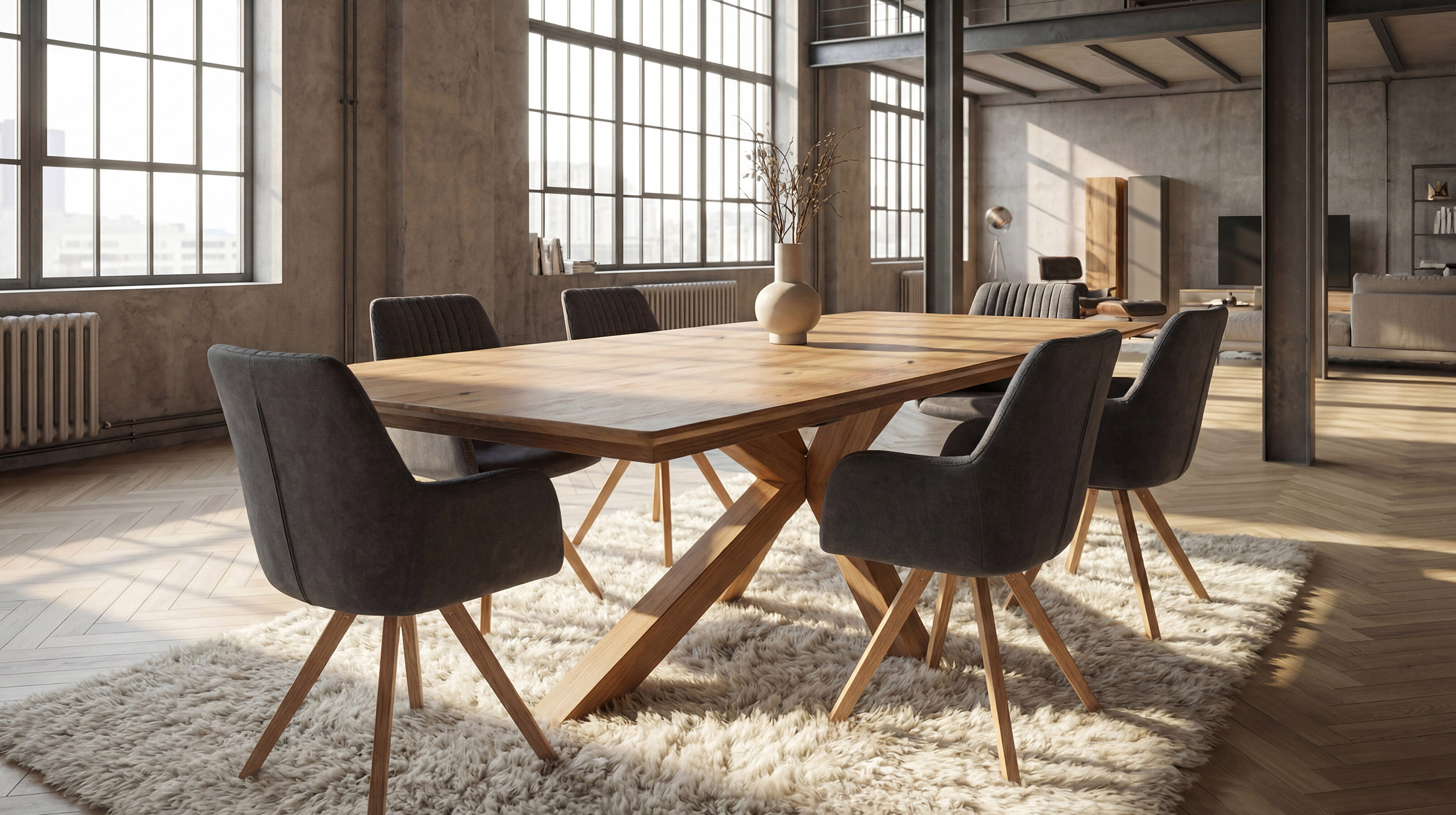 Esstisch Massivholztisch 180 cm in Wildeiche ausziehbar - RICARDO