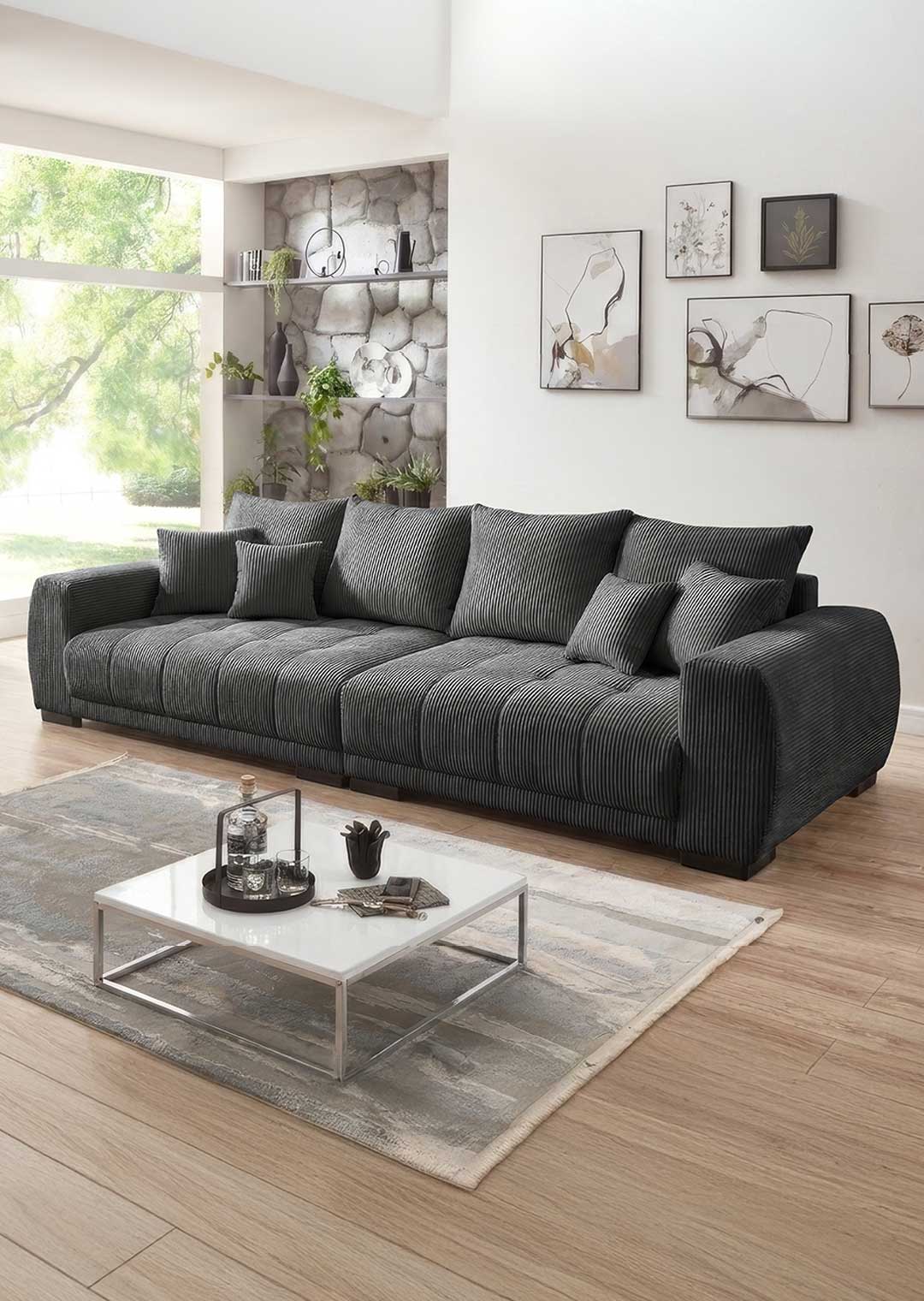 Big Sofa ARTEMIS Cordbezug grau 300 cm
