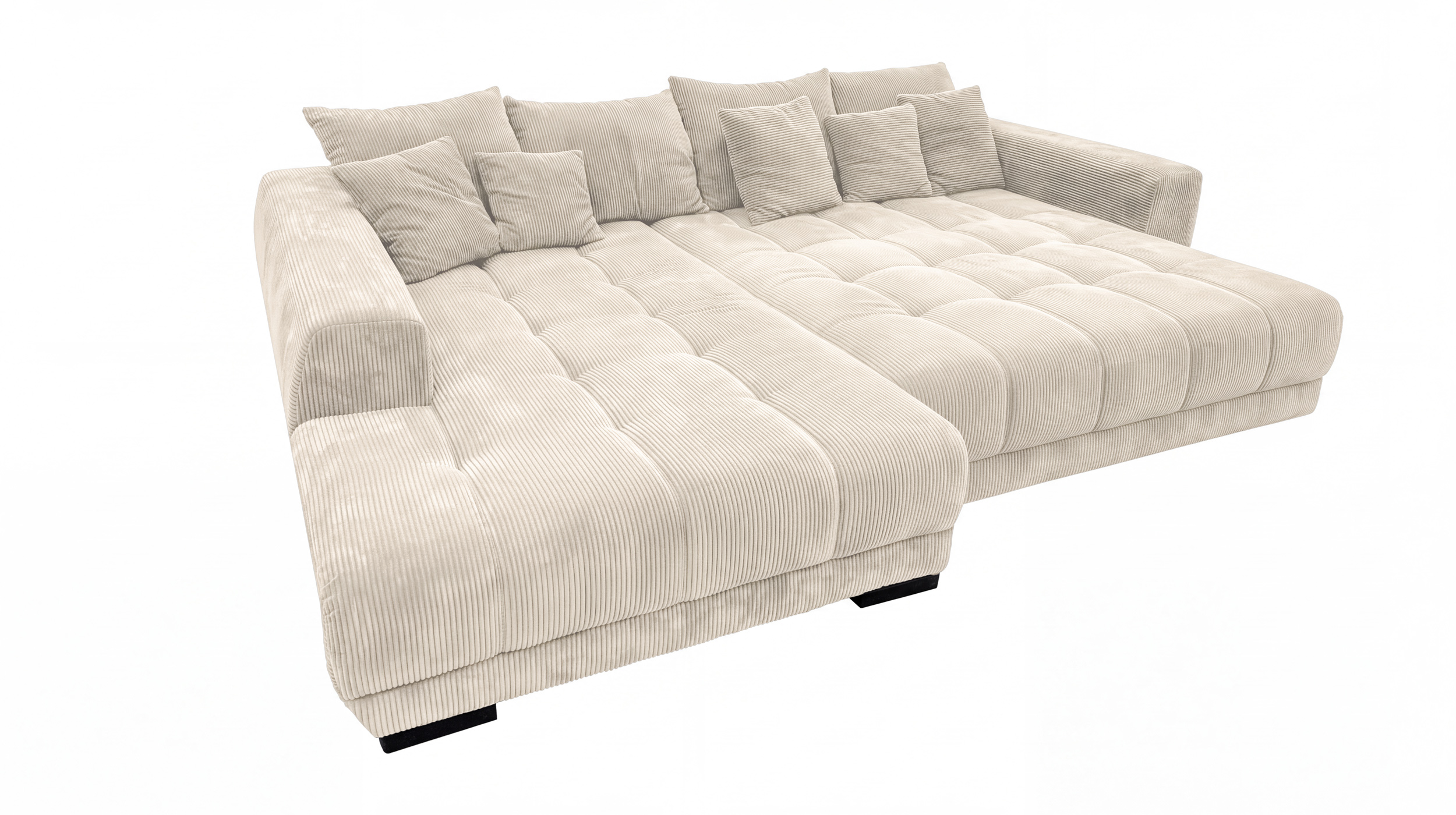 Ecksofa Cord beige elektrisch ausfahrbar 300 cm - OT links - ARTEMIS