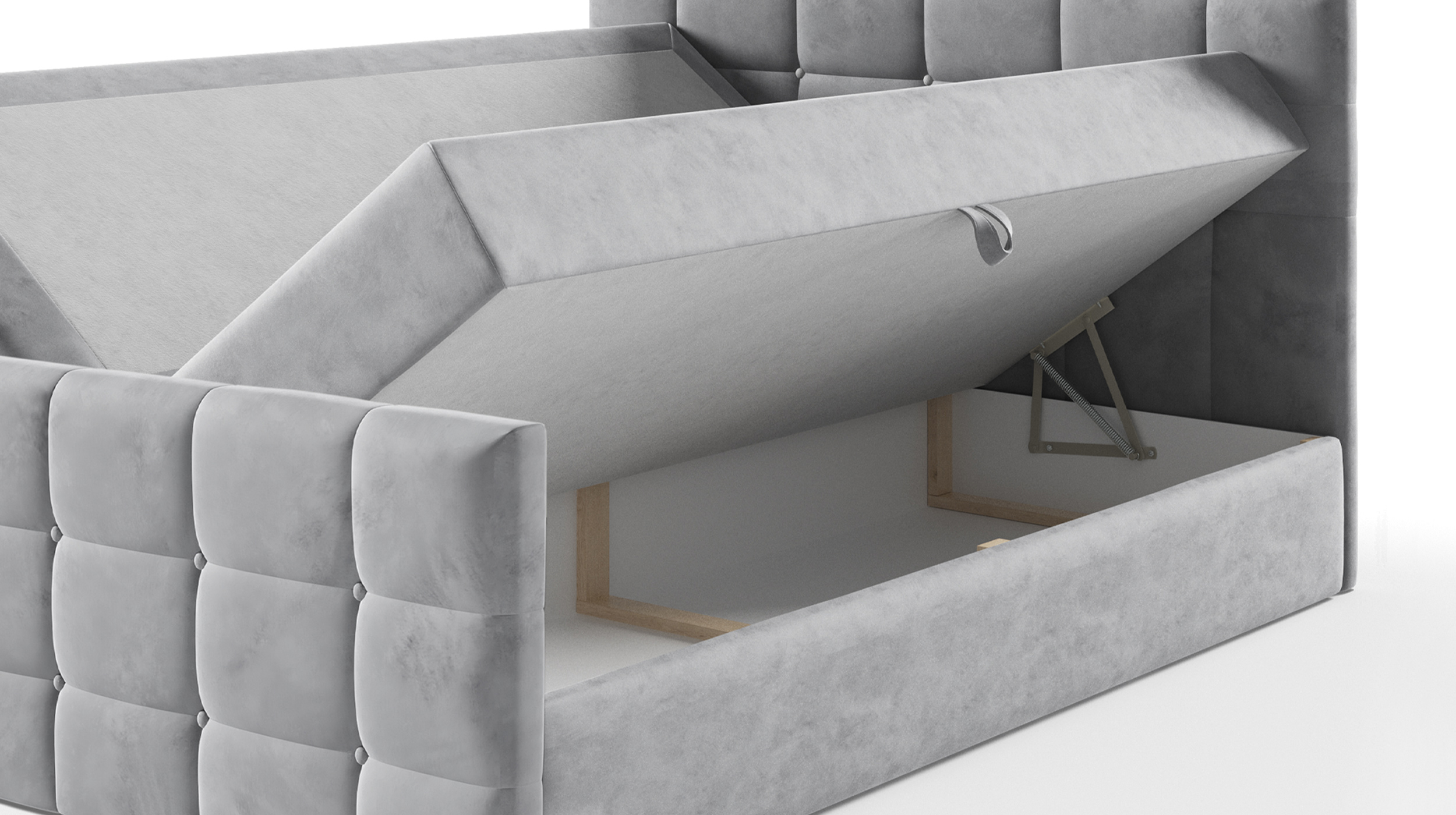 Boxbett 180 x 200 cm mit Bettkasten grau Samtbezug - BERLIN