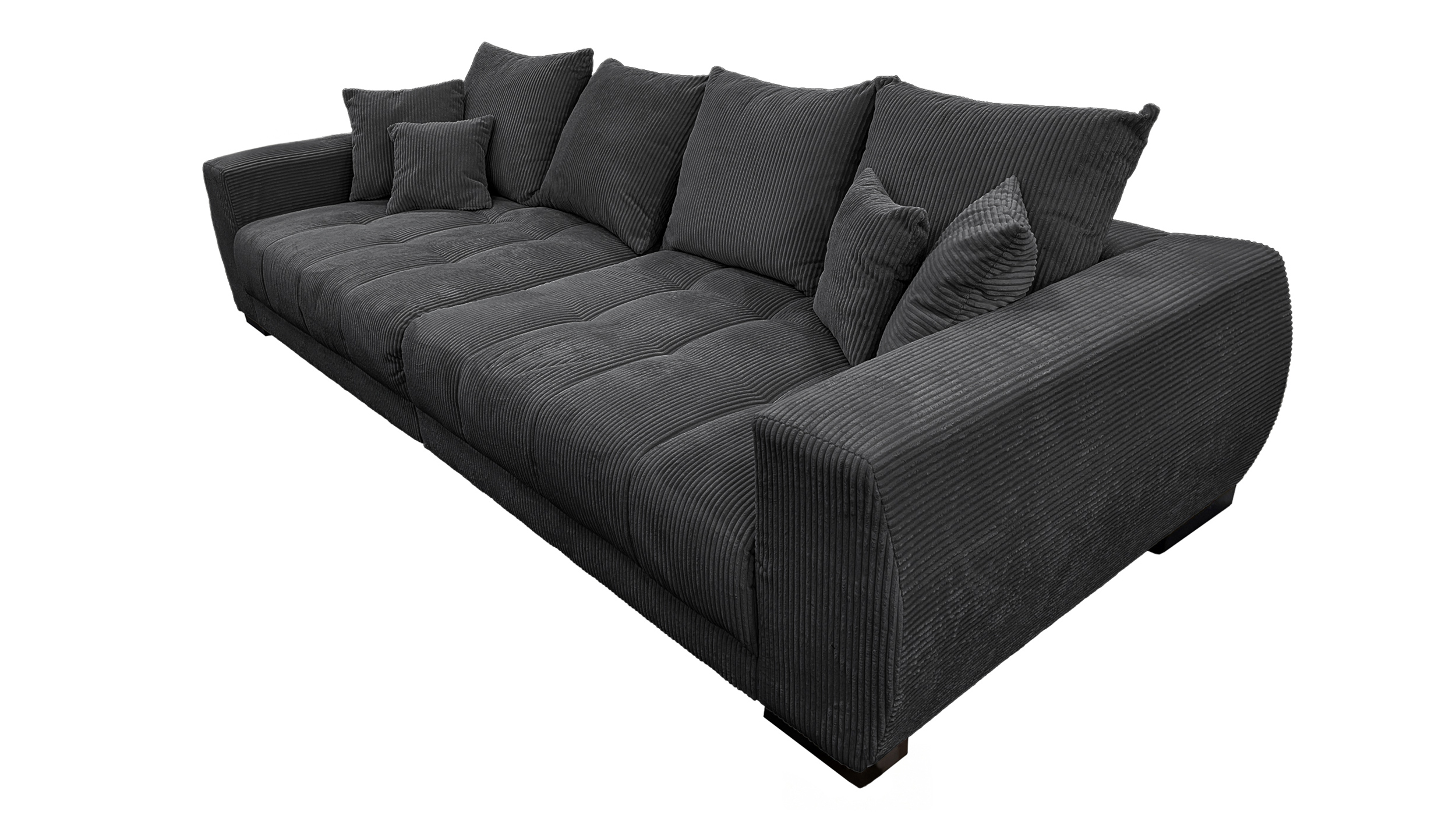 Big Sofa Cord grau mit Nosagunterfederung 300 cm - ARTEMIS