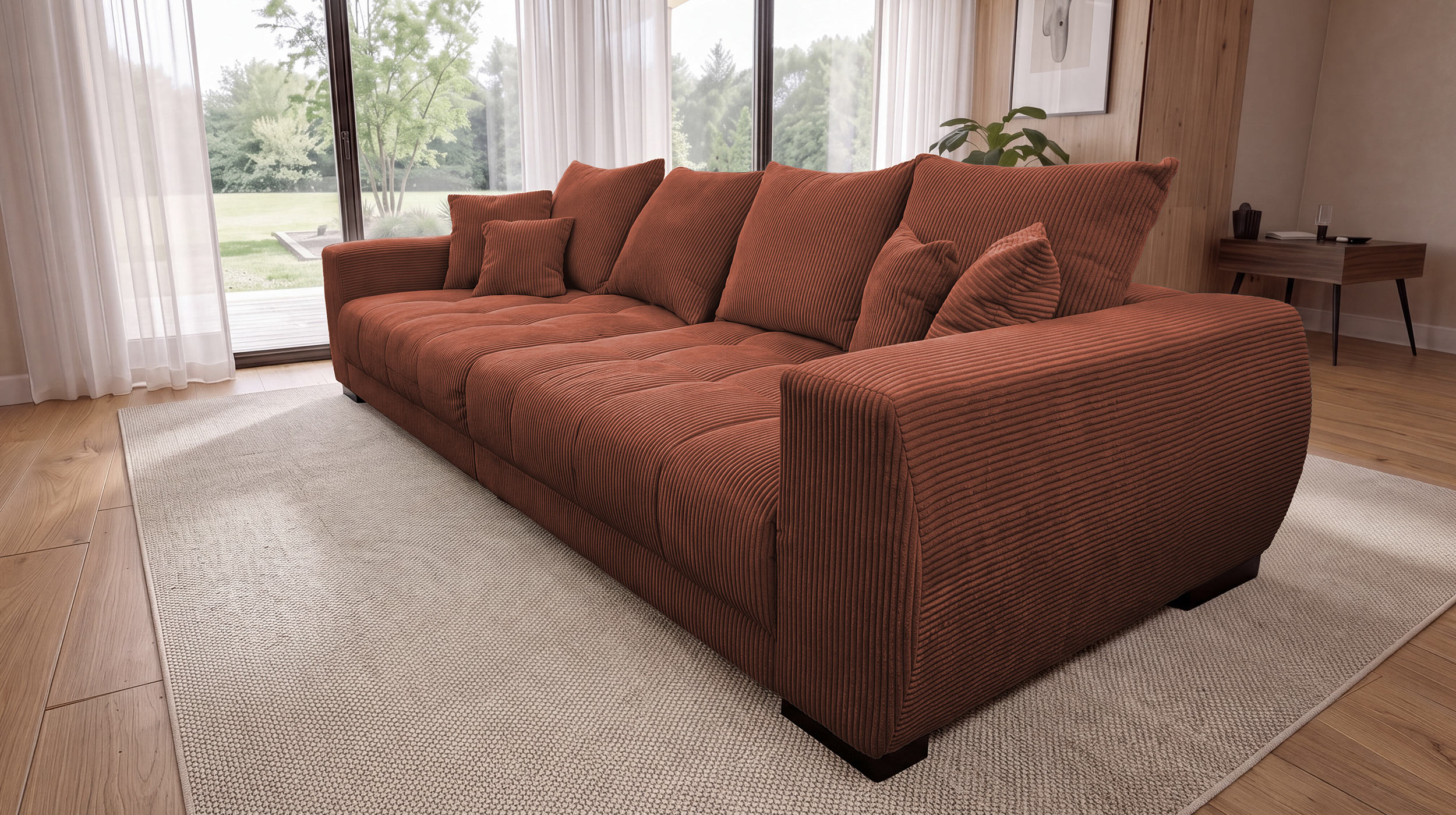 Big Sofa Cord rost mit Nosagunterfederung 300 cm - ARTEMIS