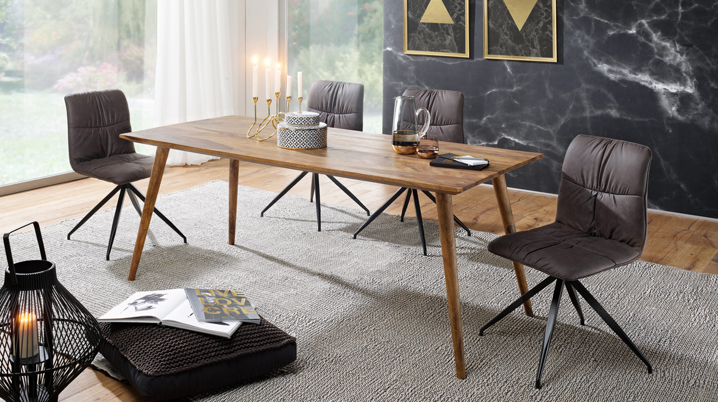 Esstisch Sheesham Massivholz gebeizt 180 x 80 cm - rechteckig