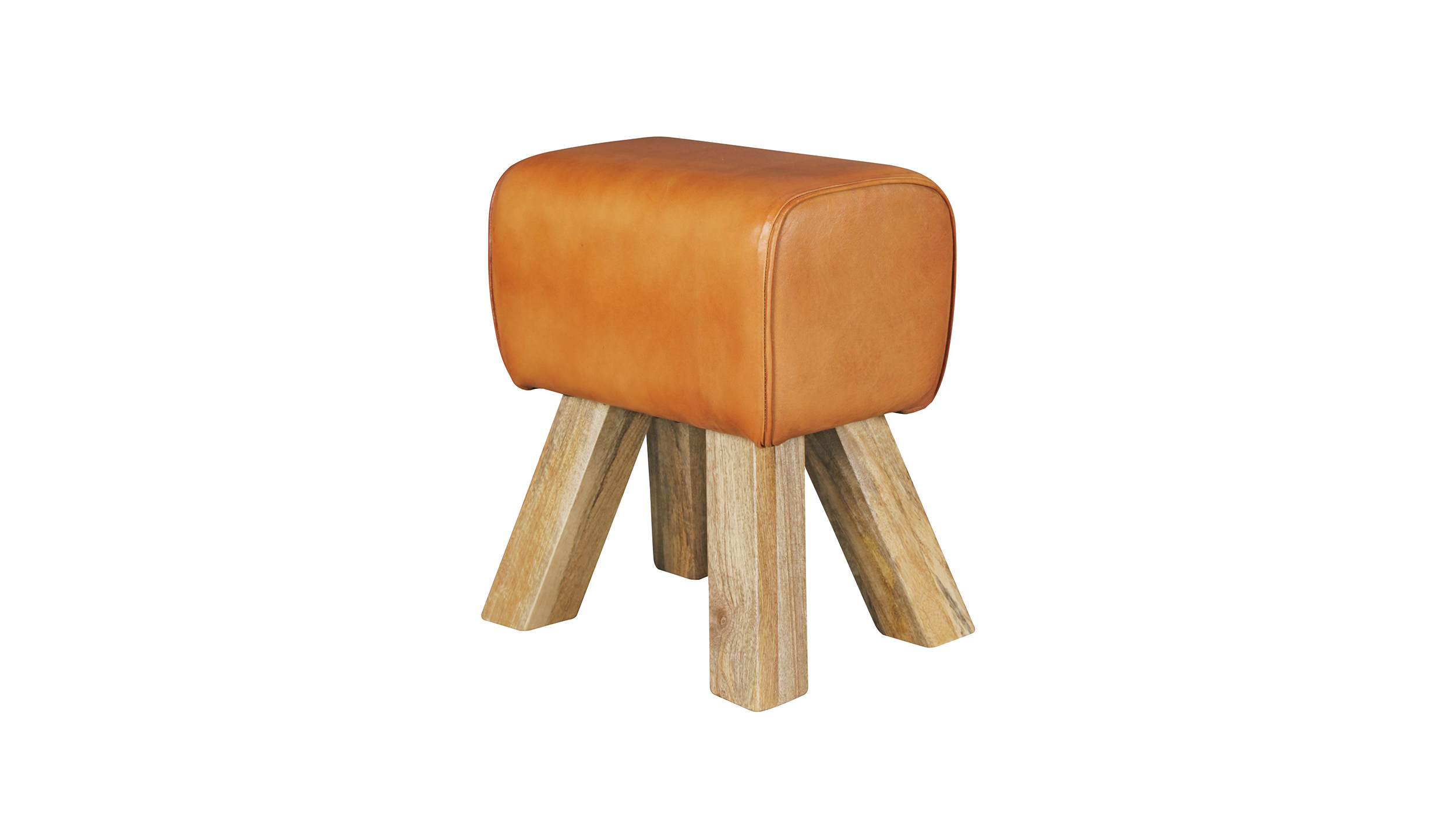 Sitz- & Fußhocker Echtleder Mango massiv lackiert - SORNAS 