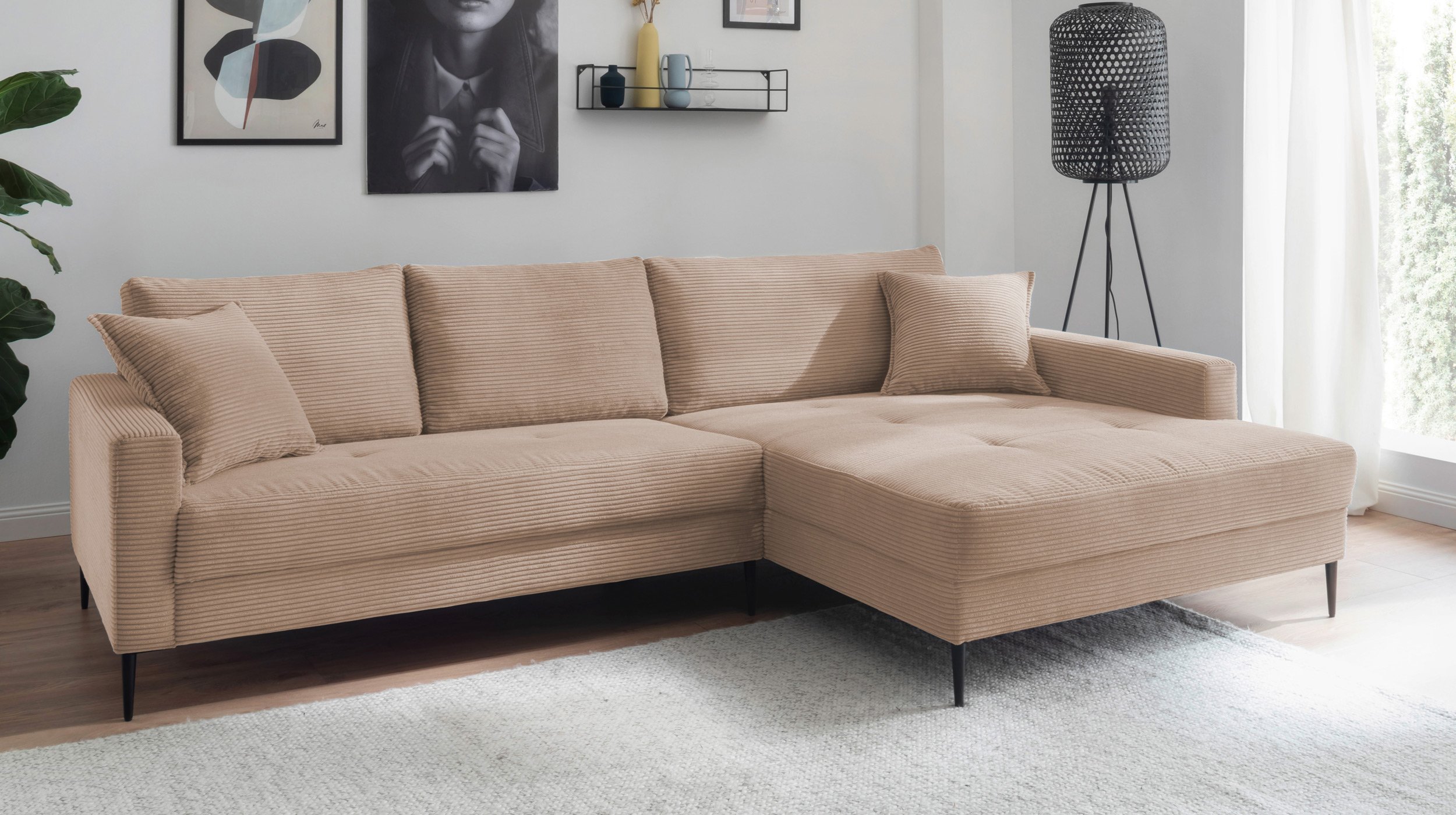 Ecksofa Cord caramel 276 x 173 cm - SUMMER