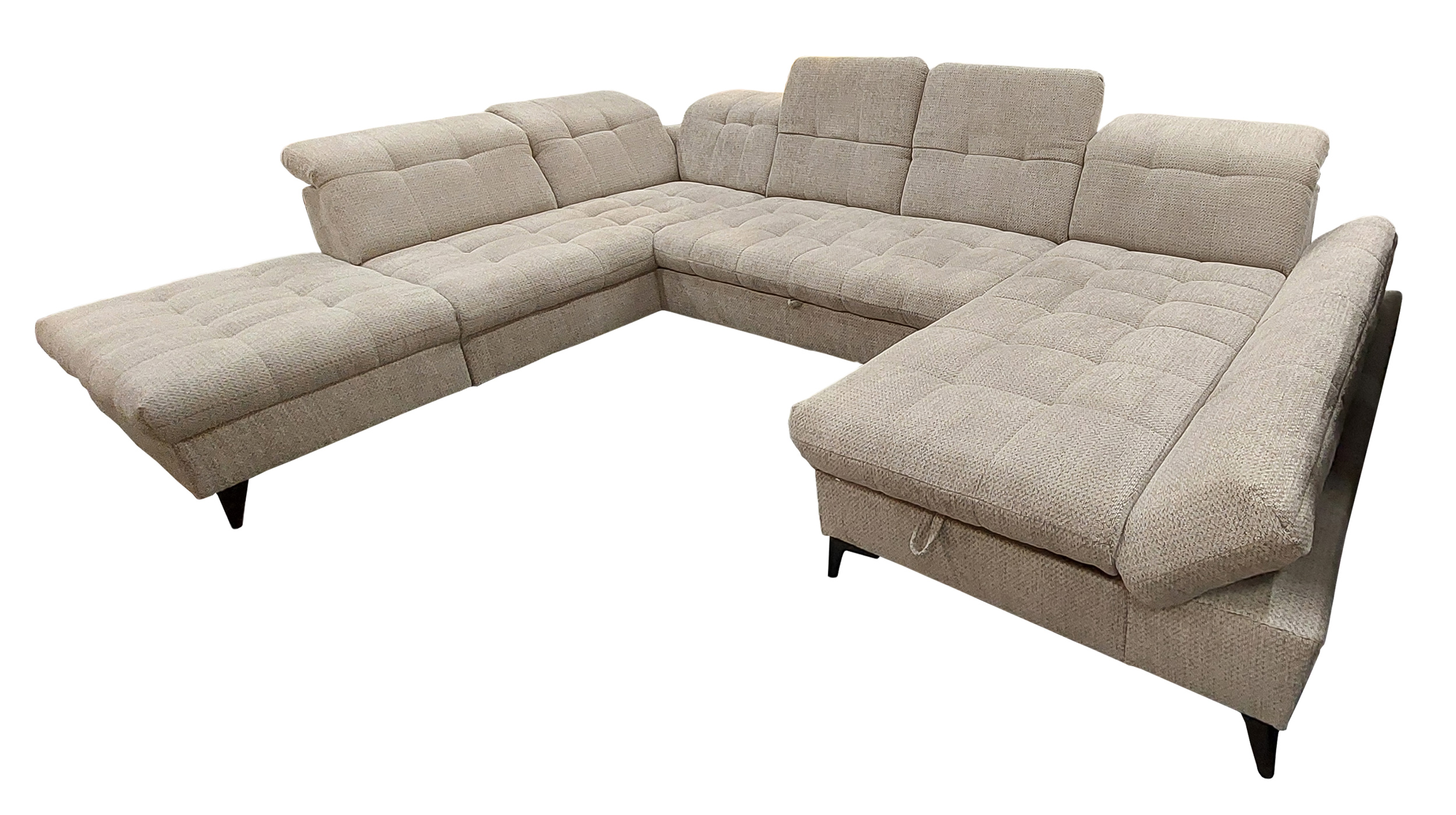 Wohnlandschaft Schlaffunktion Bettkasten Beige-Kaschmir - MERCY