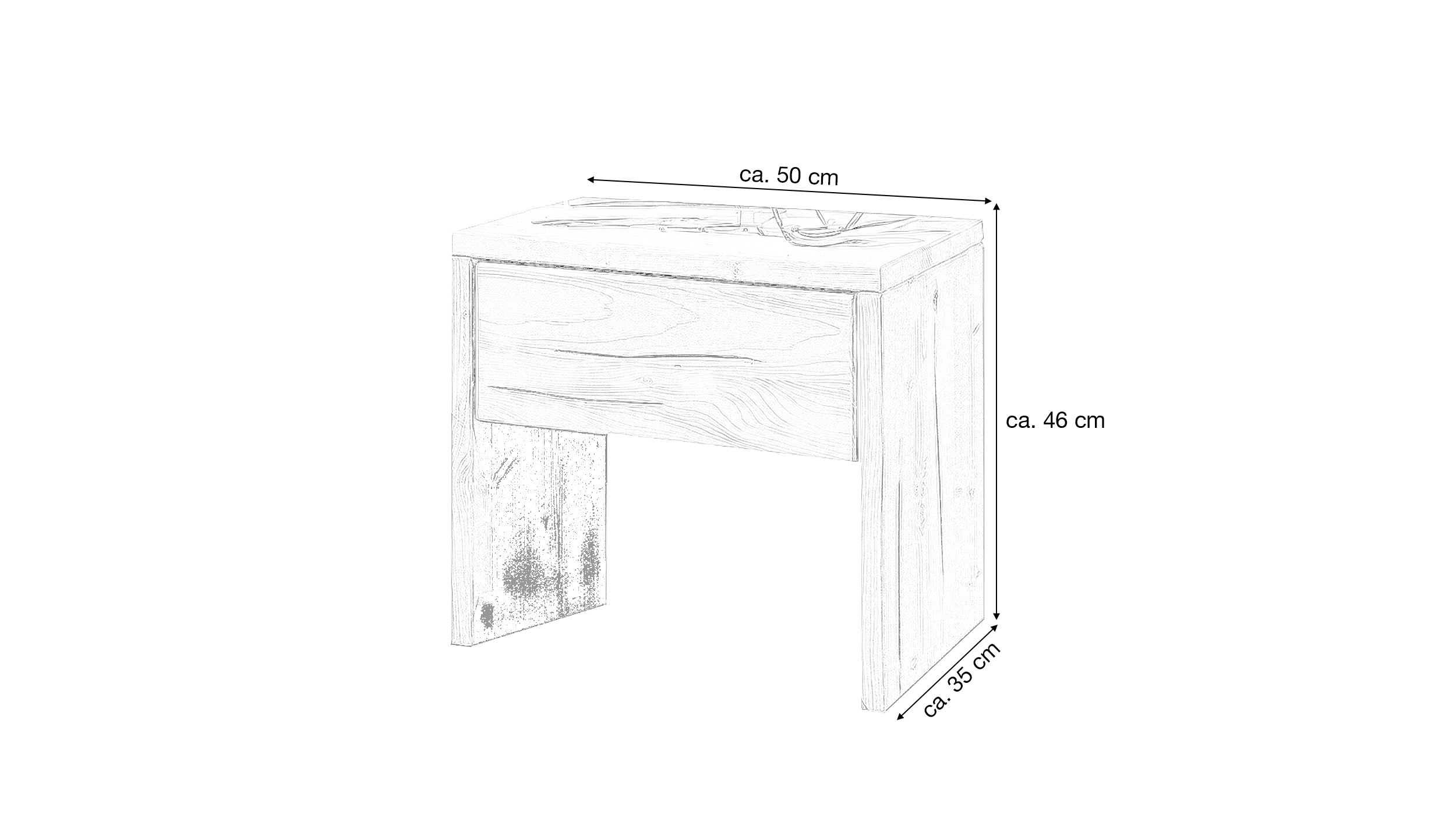 Nachttisch Fichte massiv 50 x 46 cm - mit Schublade - BENKA 