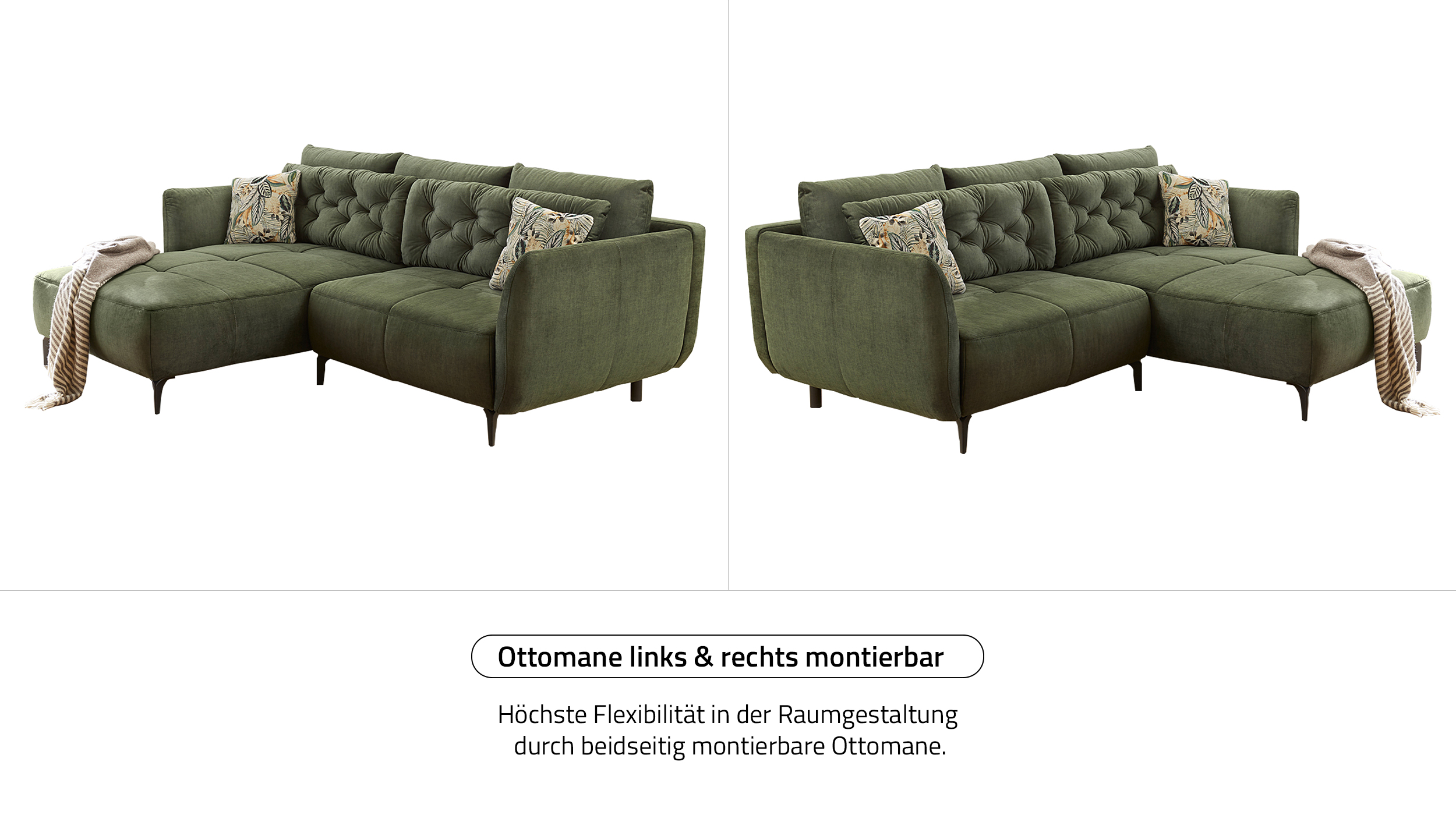 Ecksofa grün Veloursbezug 251 x 186 cm - SALO