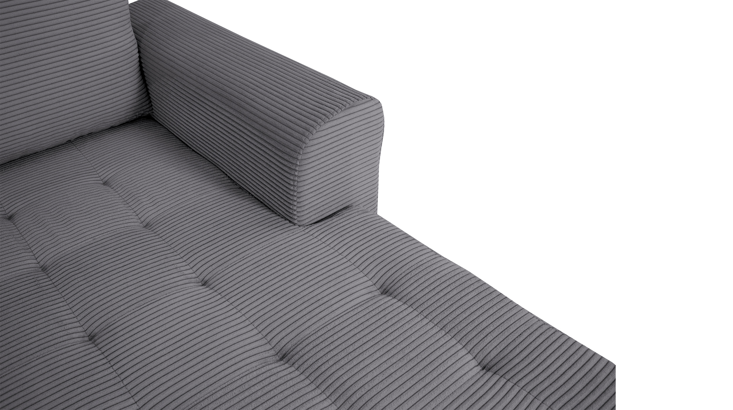 Wohnlandschaft Schlaffunktion Cord grau Bettkasten 324 cm - MANDALIA