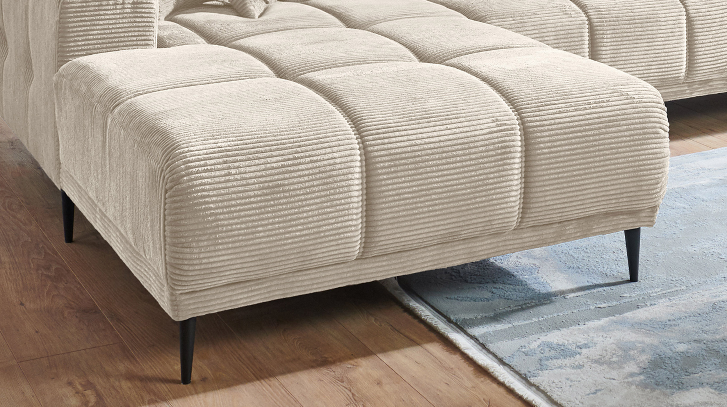 Ecksofa Cord beige ausziehbar - Sitztiefenverstellung 286 cm - OT links - MARISOL