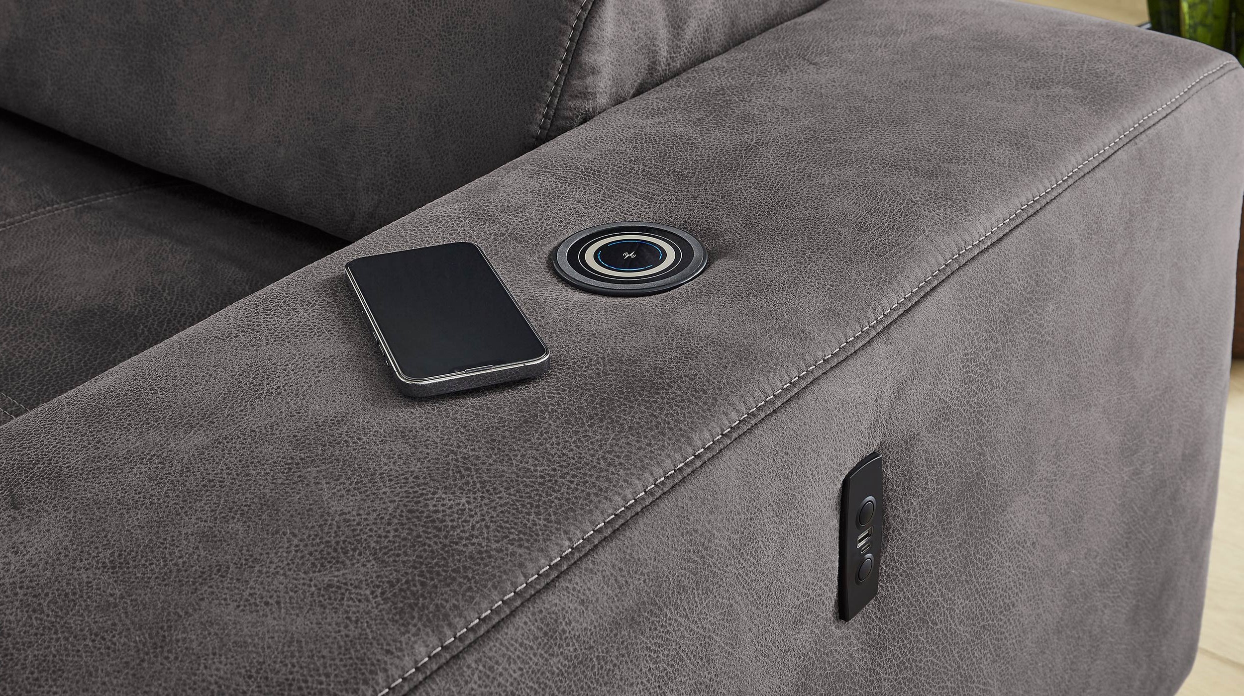 Ecksofa grau ausziehbar - Sitztiefenverstellung 315 cm - LE MANS