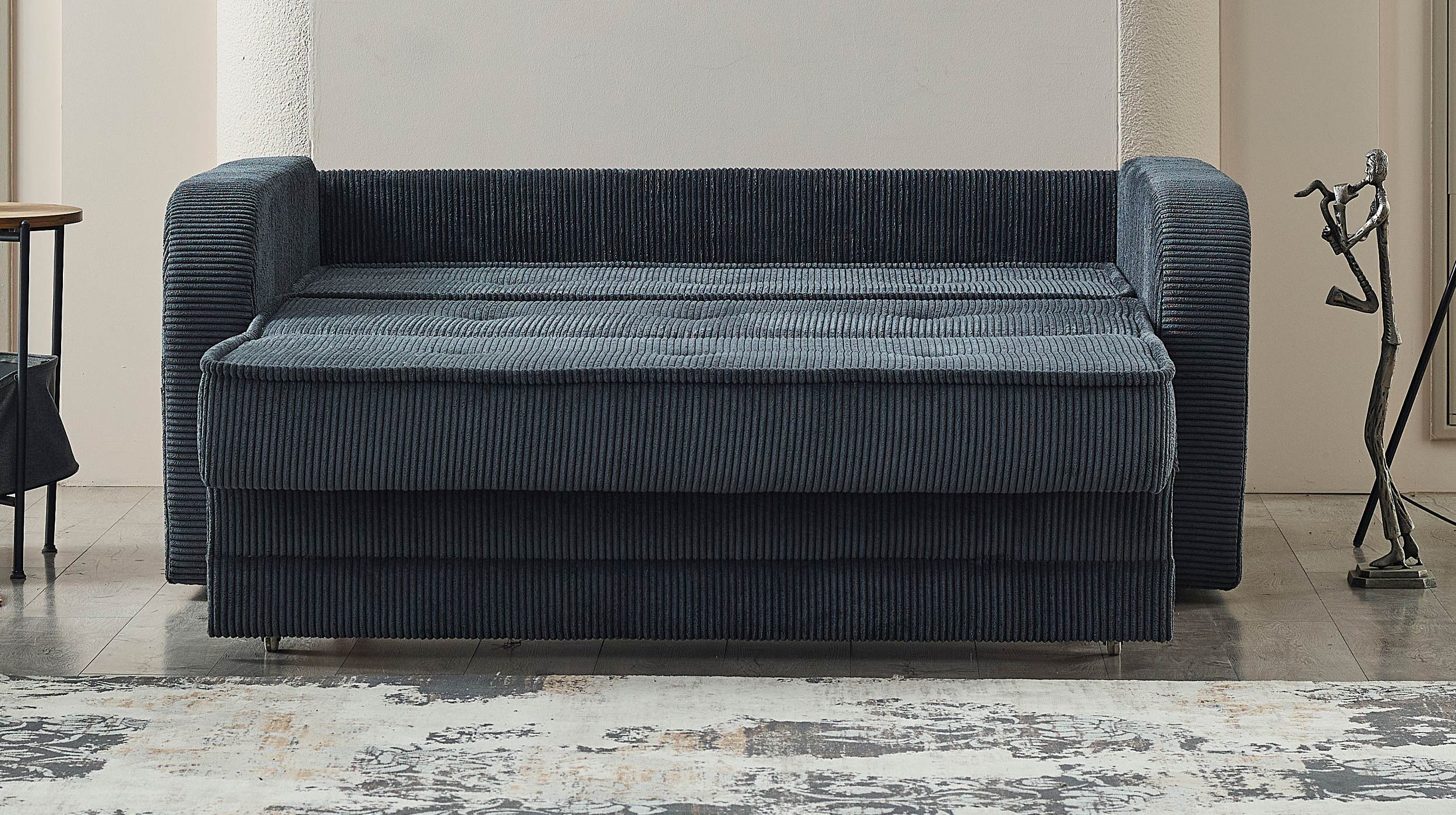 Schlafsofa Cord anthrazit mit Bettkasten 171 cm - MOLERON
