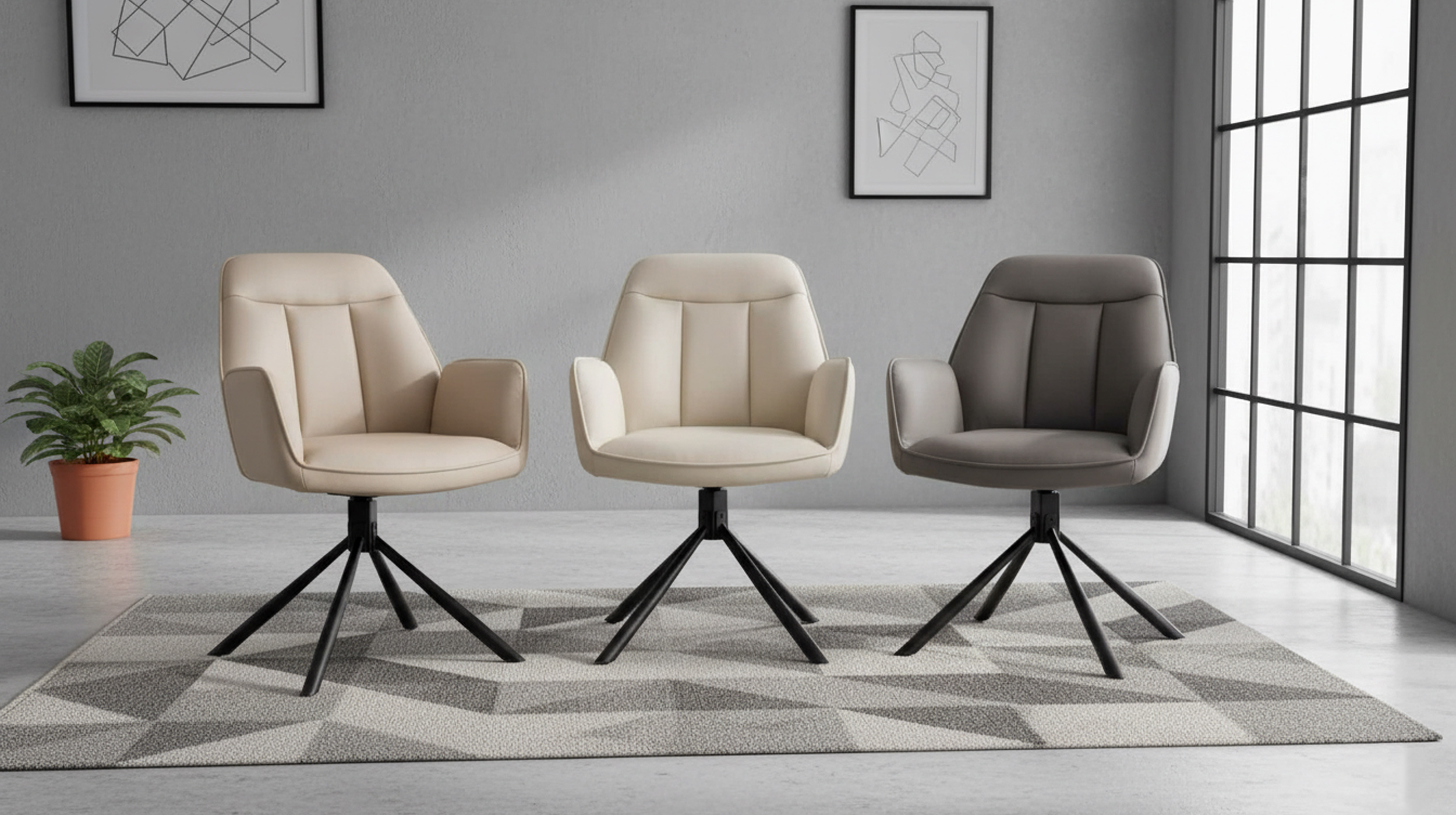 Armlehnstuhl anthrazit Drehstuhl Microfaser - RAFAELA