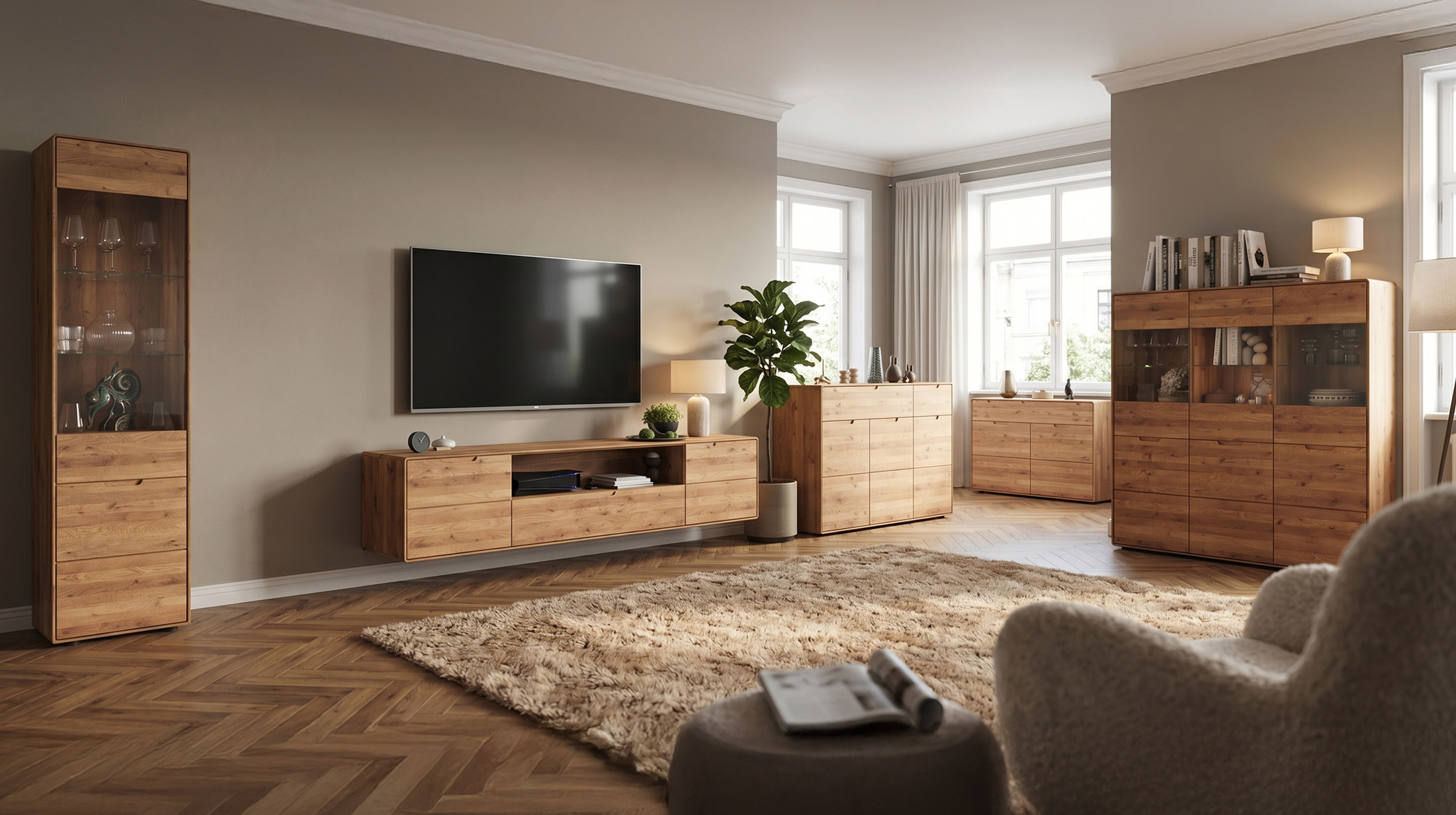 Kommode mit Schublade Wildeiche massiv 51 x 40 cm - LUCAS 