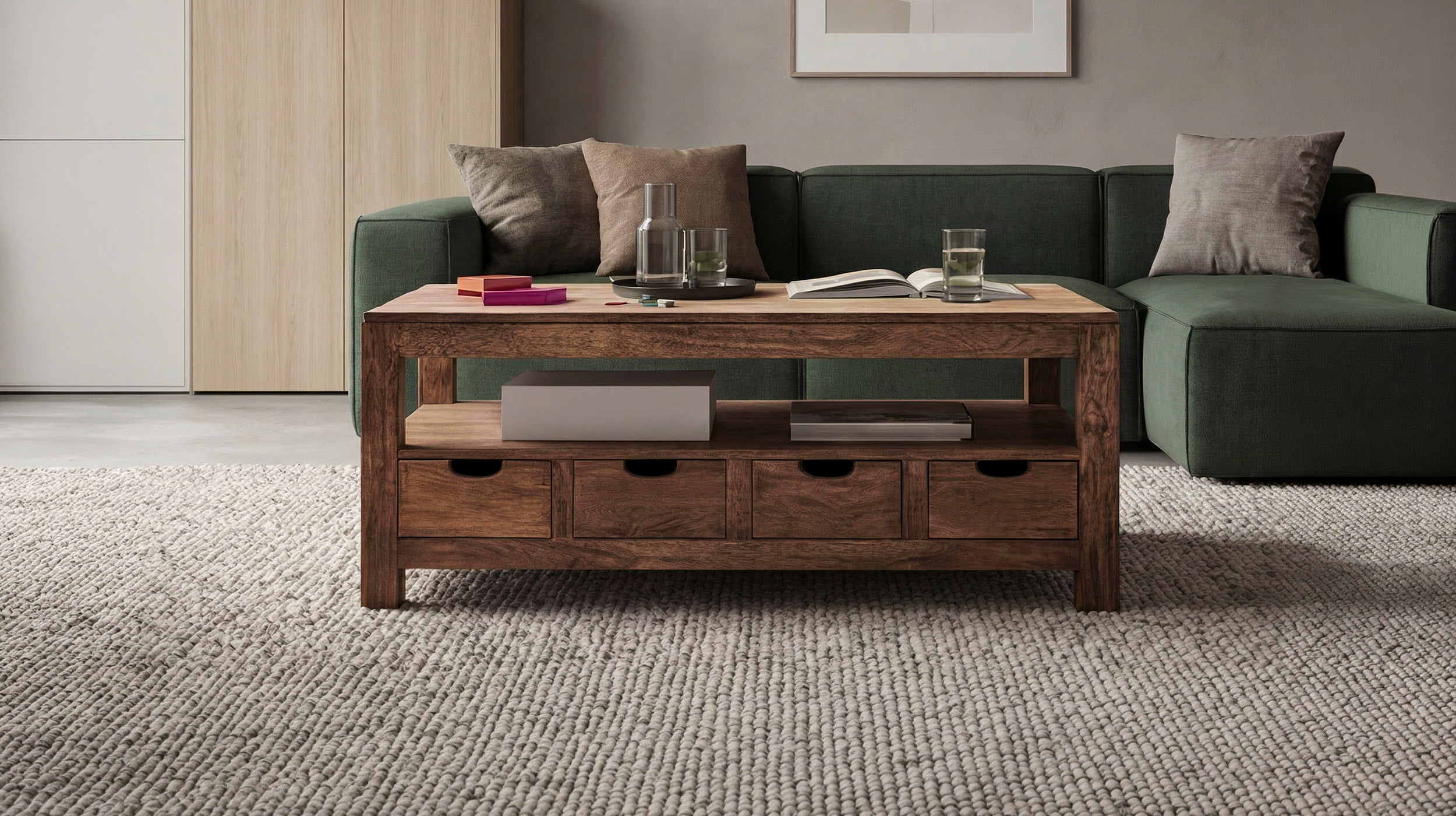 Couchtisch 120 cm Mango massiv gebeizt - montiert - MANGALA